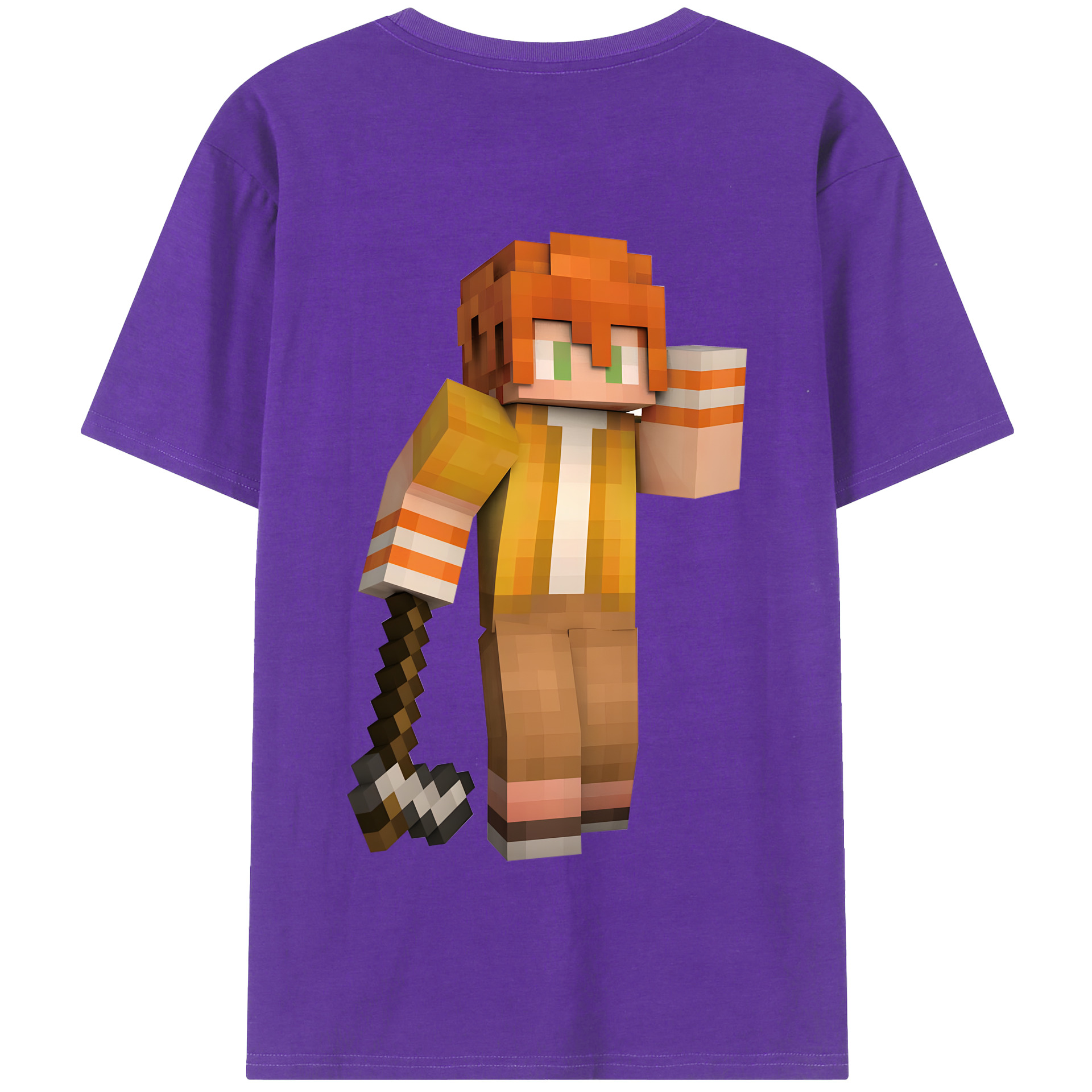 （画像用） マインクラフト ブロックの世界 Minecraft MC Block world 綿100％半袖Tシャツ（背面プリント）