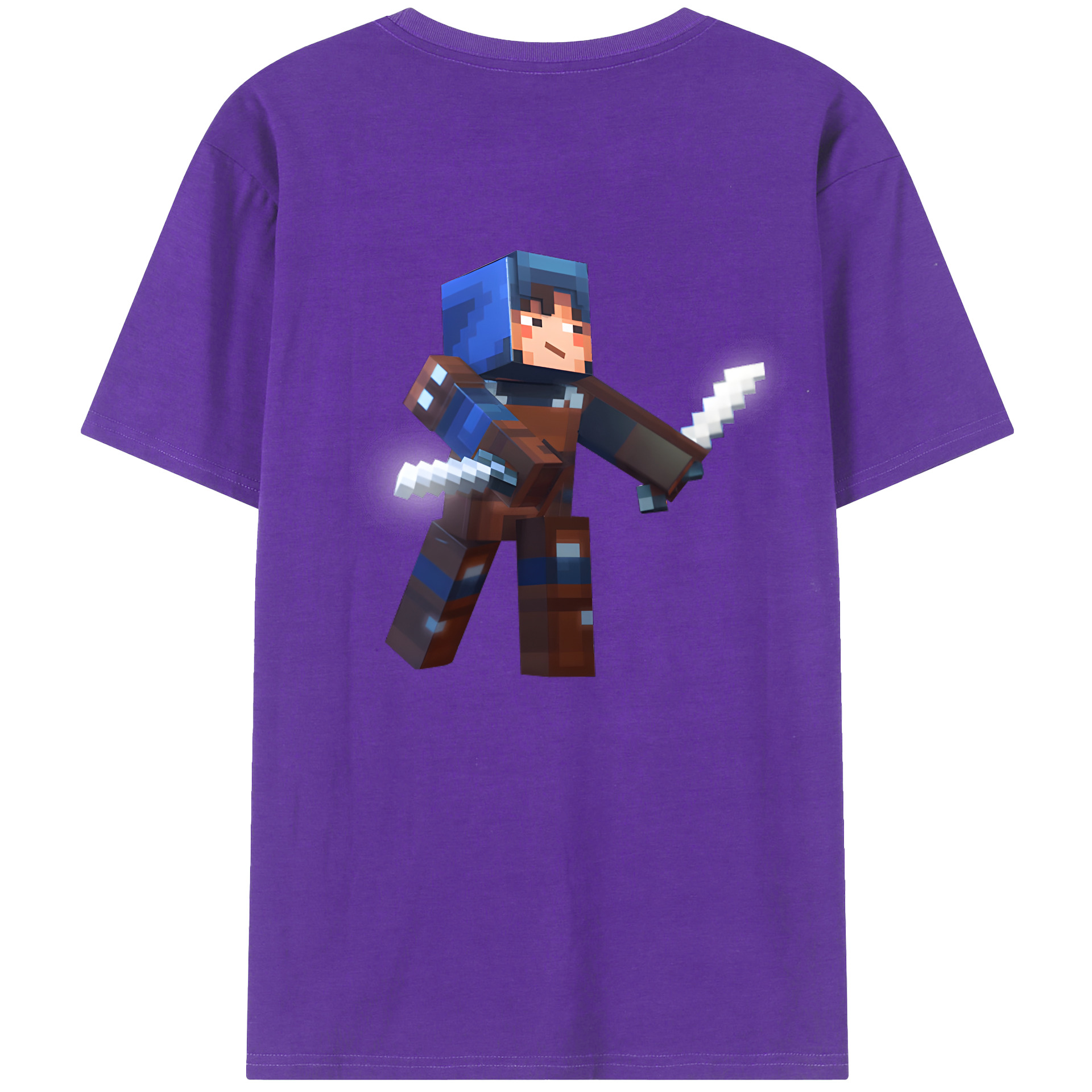 （画像用） マインクラフト ブロックの世界 Minecraft MC Block world 綿100％半袖Tシャツ（背面プリント）