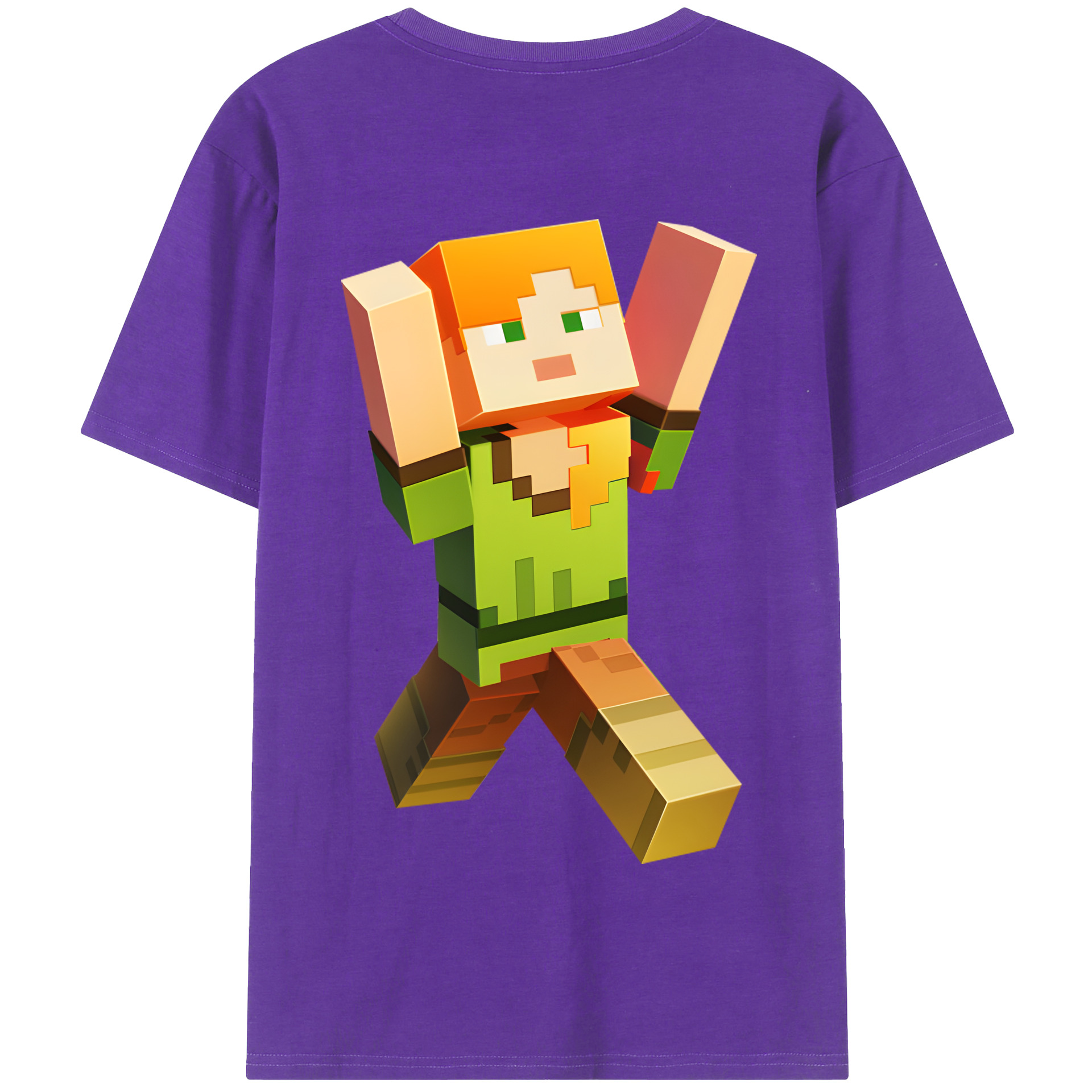 （画像用） マインクラフト ブロックの世界 Minecraft MC Block world 綿100％半袖Tシャツ（背面プリント）