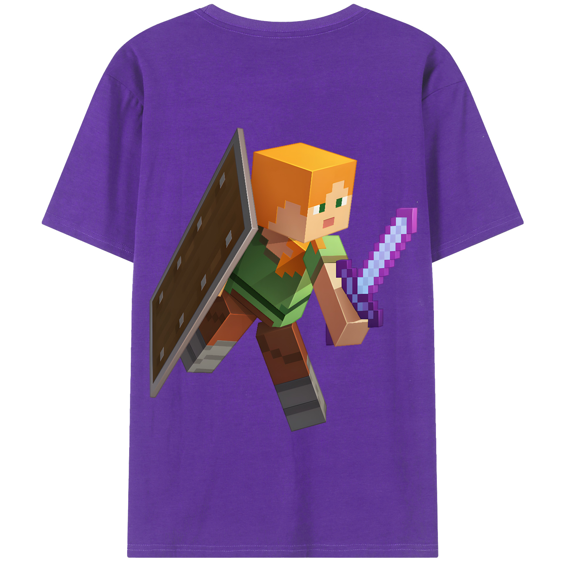 （画像用） マインクラフト ブロックの世界 Minecraft MC Block world 綿100％半袖Tシャツ（背面プリント）