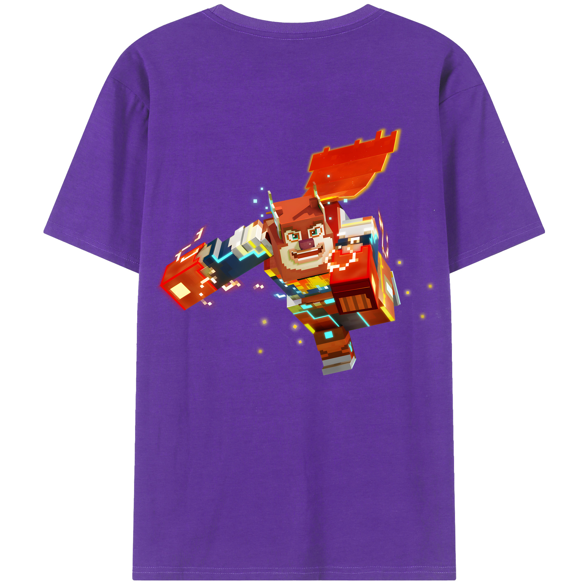 （画像用） マインクラフト ブロックの世界 Minecraft MC Block world 綿100％半袖Tシャツ（背面プリント）
