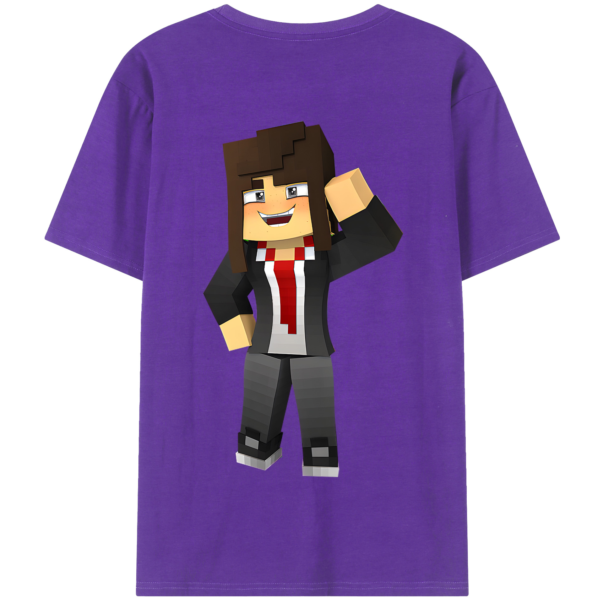 （画像用） マインクラフト ブロックの世界 Minecraft MC Block world 綿100％半袖Tシャツ（背面プリント）