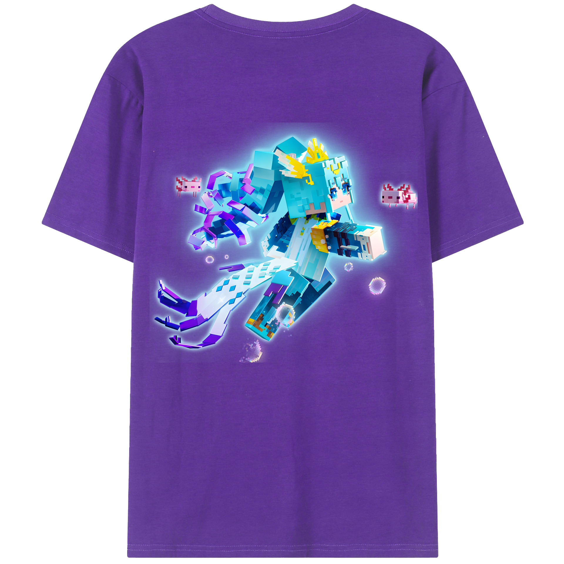（画像用） マインクラフト ブロックの世界 Minecraft MC Block world 綿100％半袖Tシャツ（背面プリント）