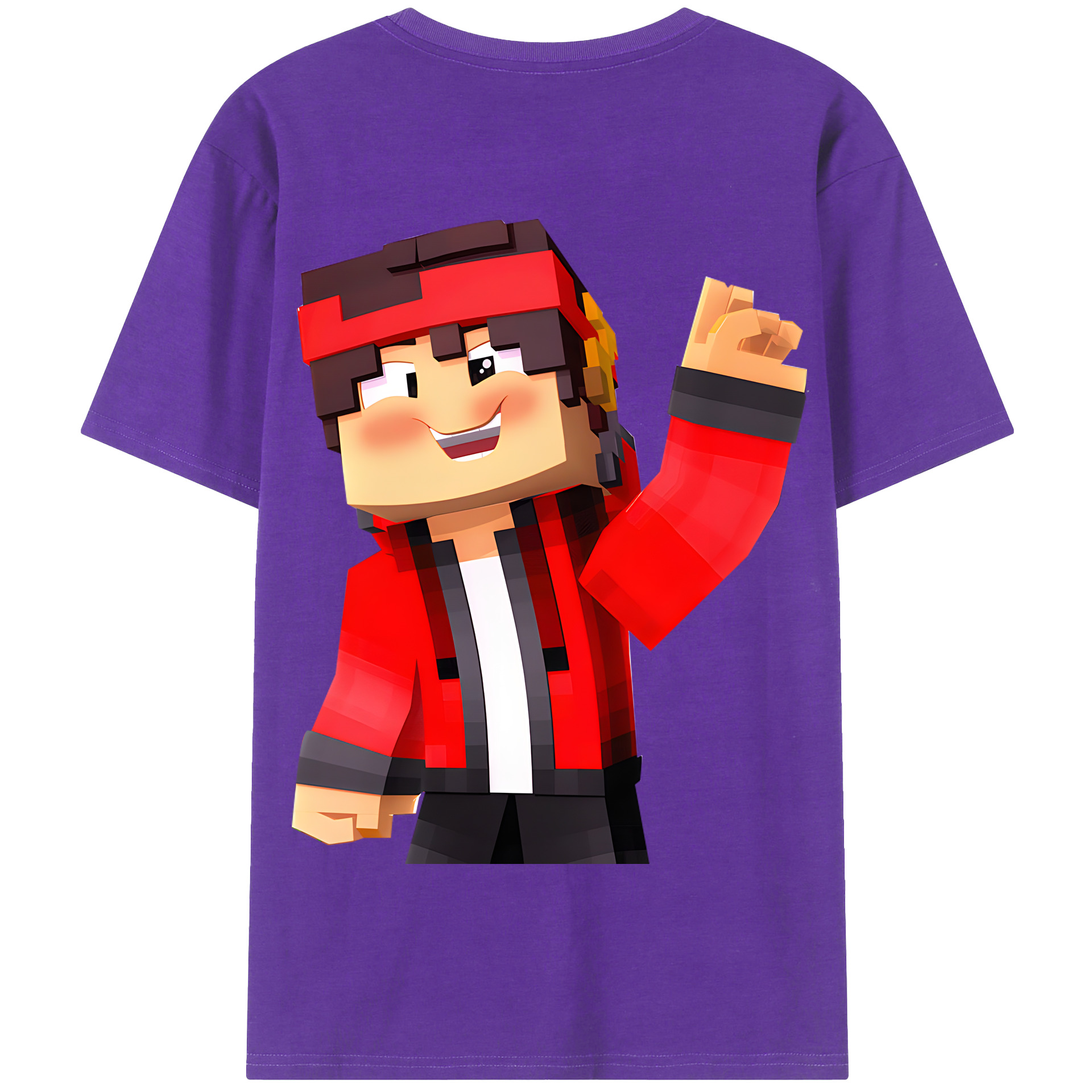 （画像用） マインクラフト ブロックの世界 Minecraft MC Block world 綿100％半袖Tシャツ（背面プリント）