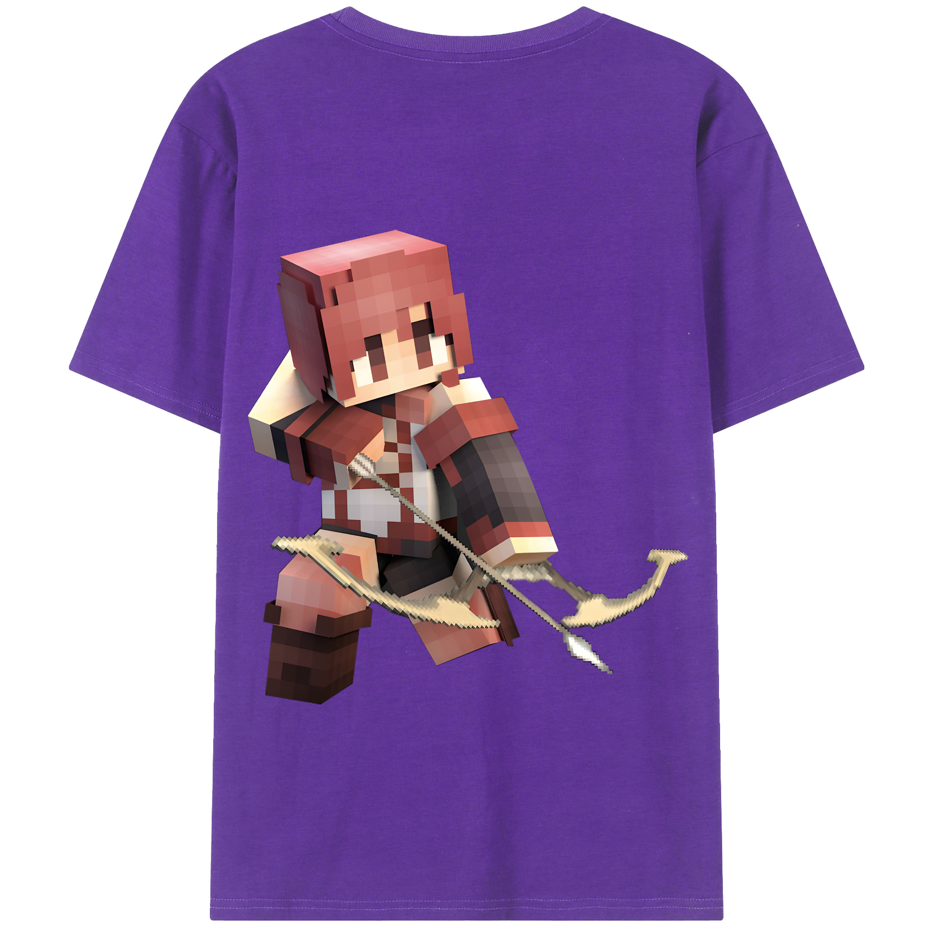 （画像用） マインクラフト ブロックの世界 Minecraft MC Block world 綿100％半袖Tシャツ（背面プリント）