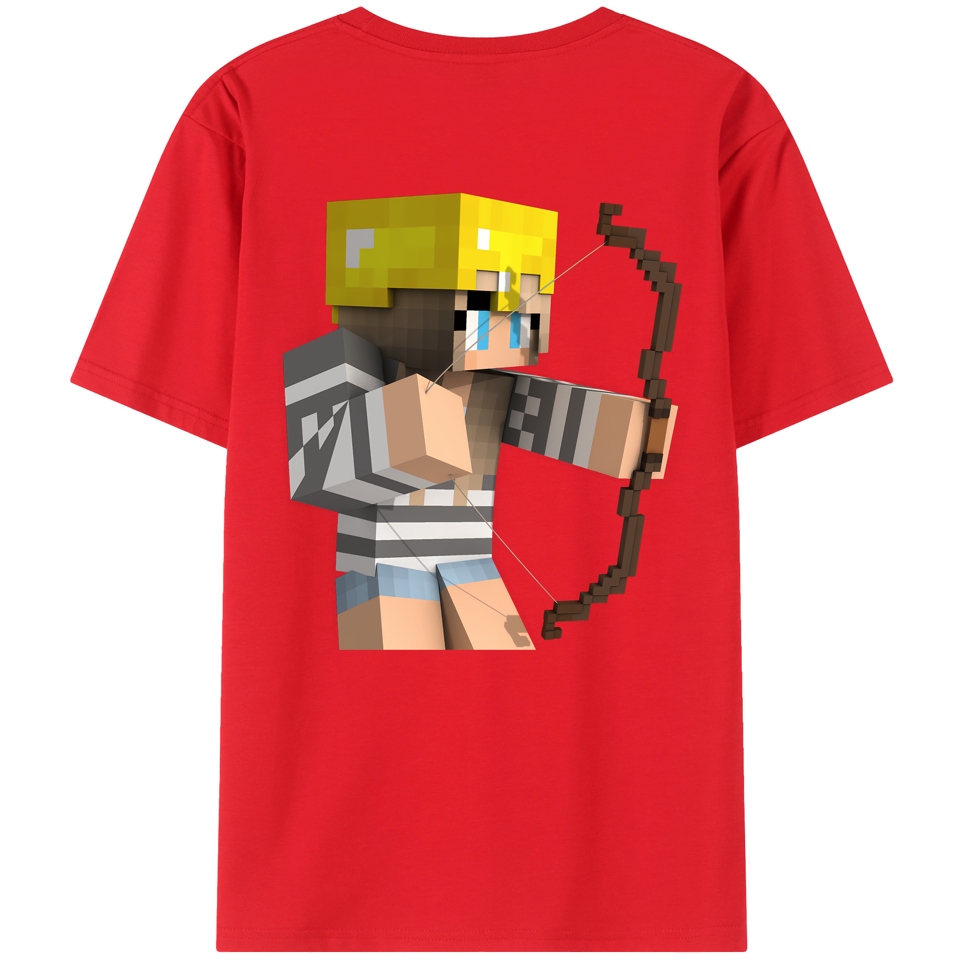 （画像用） マインクラフト ブロックの世界 Minecraft MC Block world 綿100％半袖Tシャツ（背面プリント）