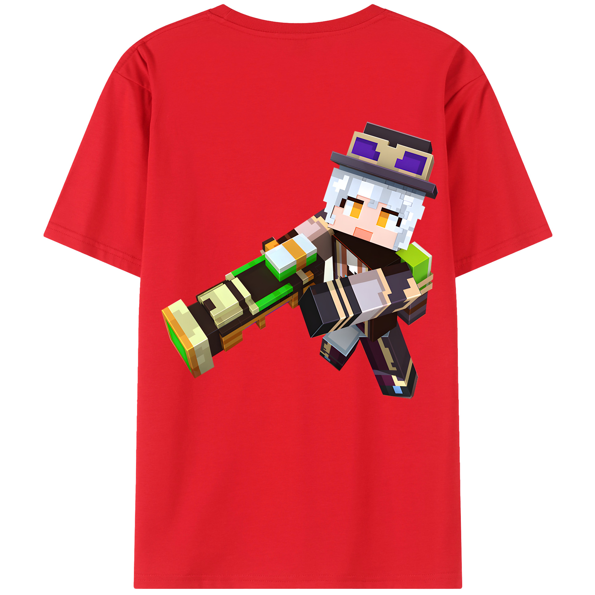 （画像用） マインクラフト ブロックの世界 Minecraft MC Block world 綿100％半袖Tシャツ（背面プリント）
