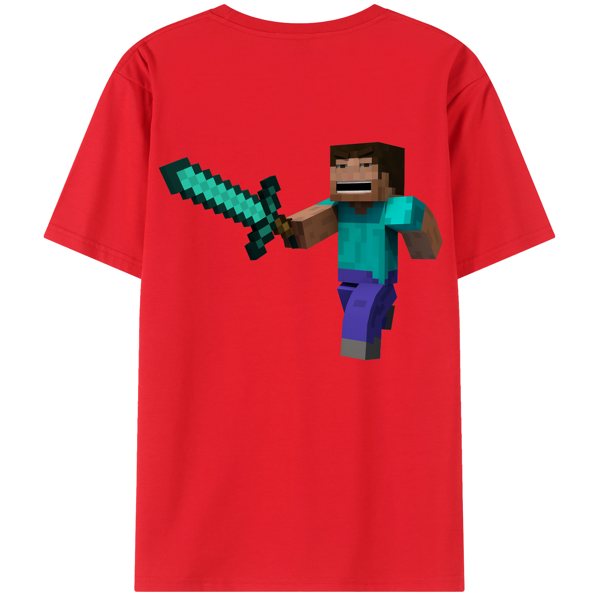 （画像用） マインクラフト ブロックの世界 Minecraft MC Block world 綿100％半袖Tシャツ（背面プリント）