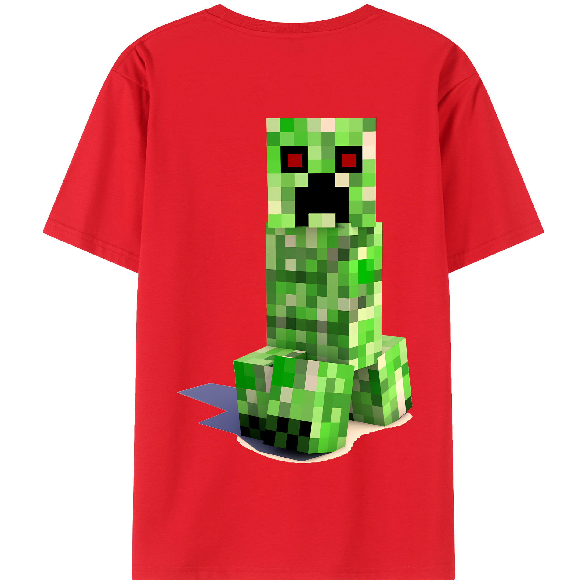 （画像用） マインクラフト ブロックの世界 Minecraft MC Block world 綿100％半袖Tシャツ（背面プリント）