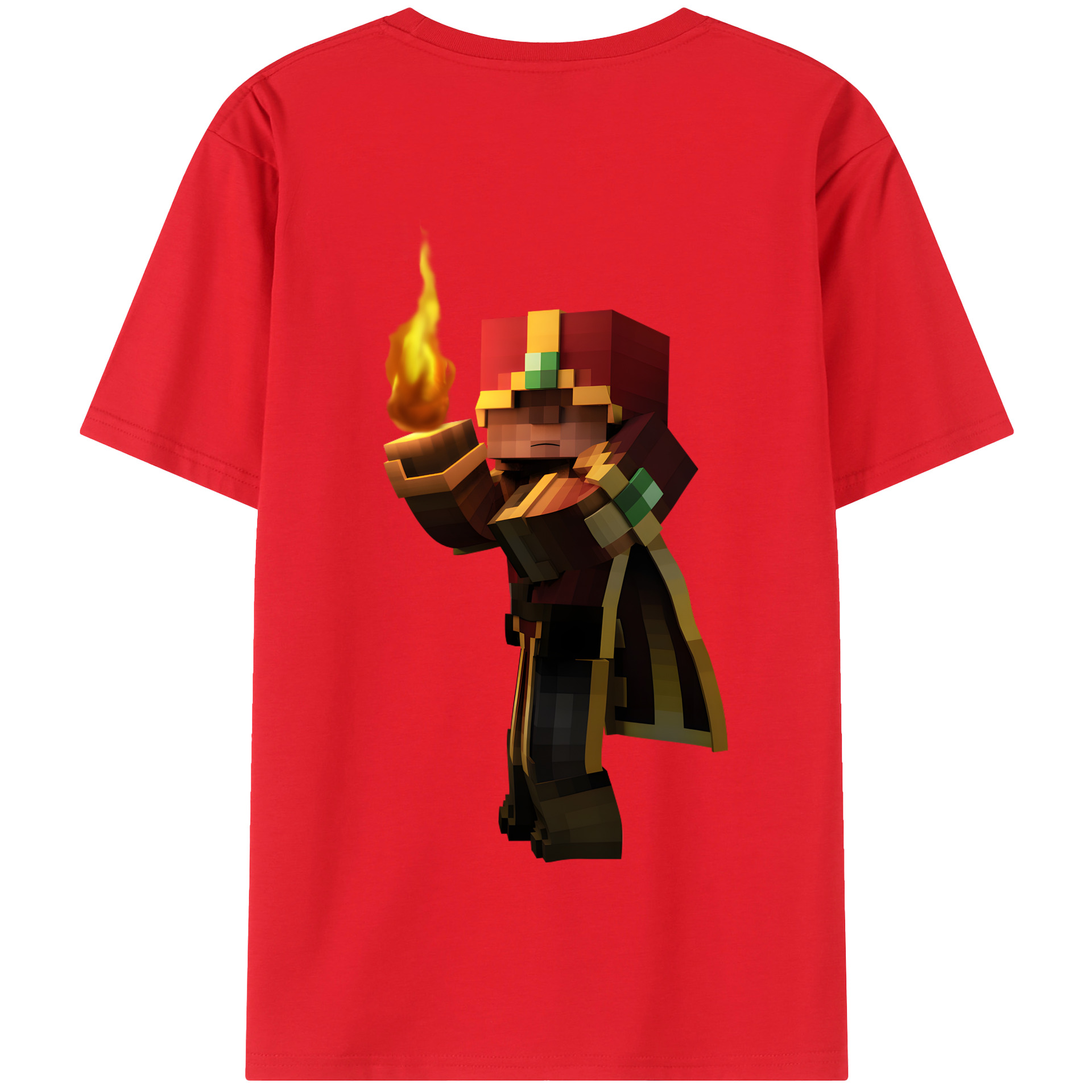（画像用） マインクラフト ブロックの世界 Minecraft MC Block world 綿100％半袖Tシャツ（背面プリント）