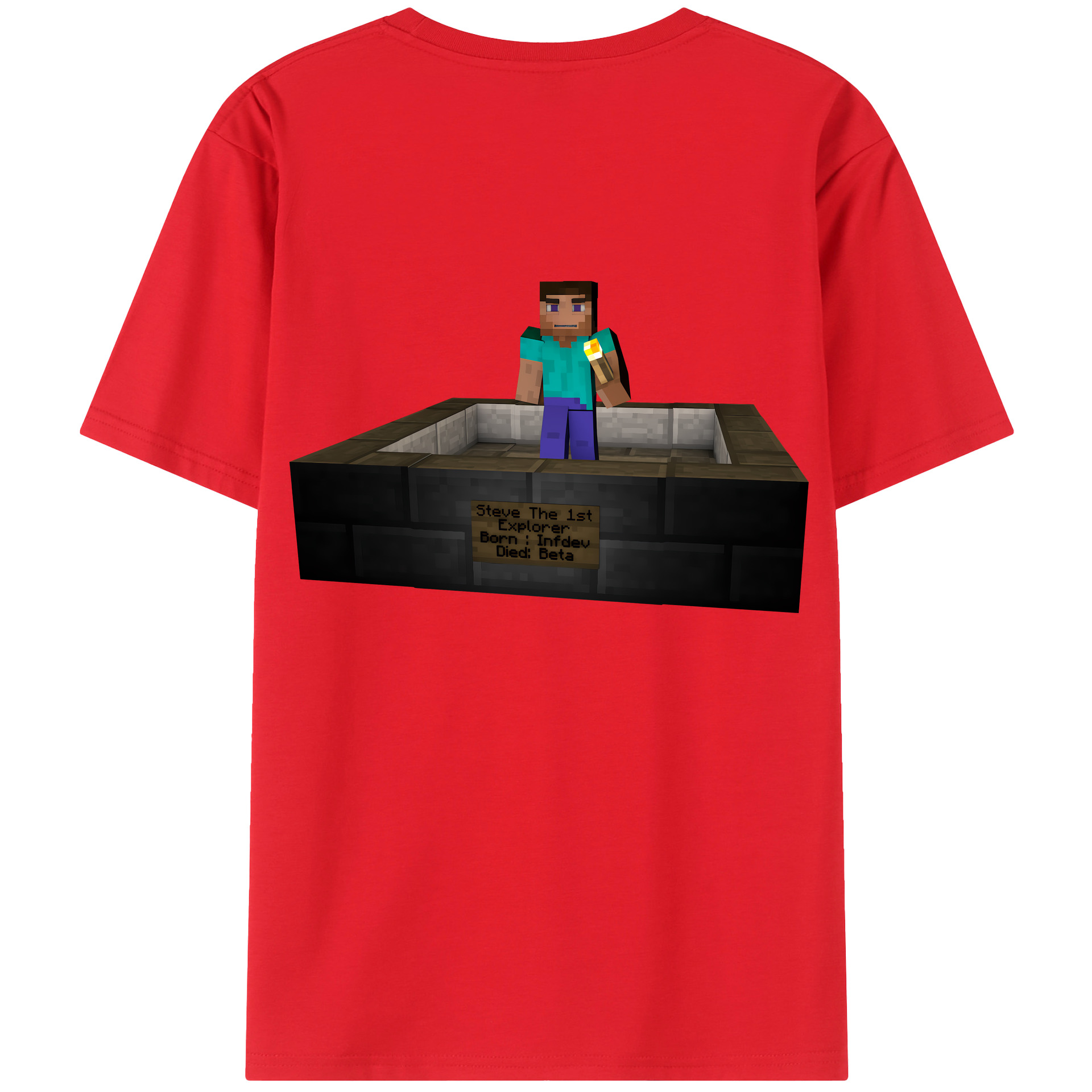 （画像用） マインクラフト ブロックの世界 Minecraft MC Block world 綿100％半袖Tシャツ（背面プリント）