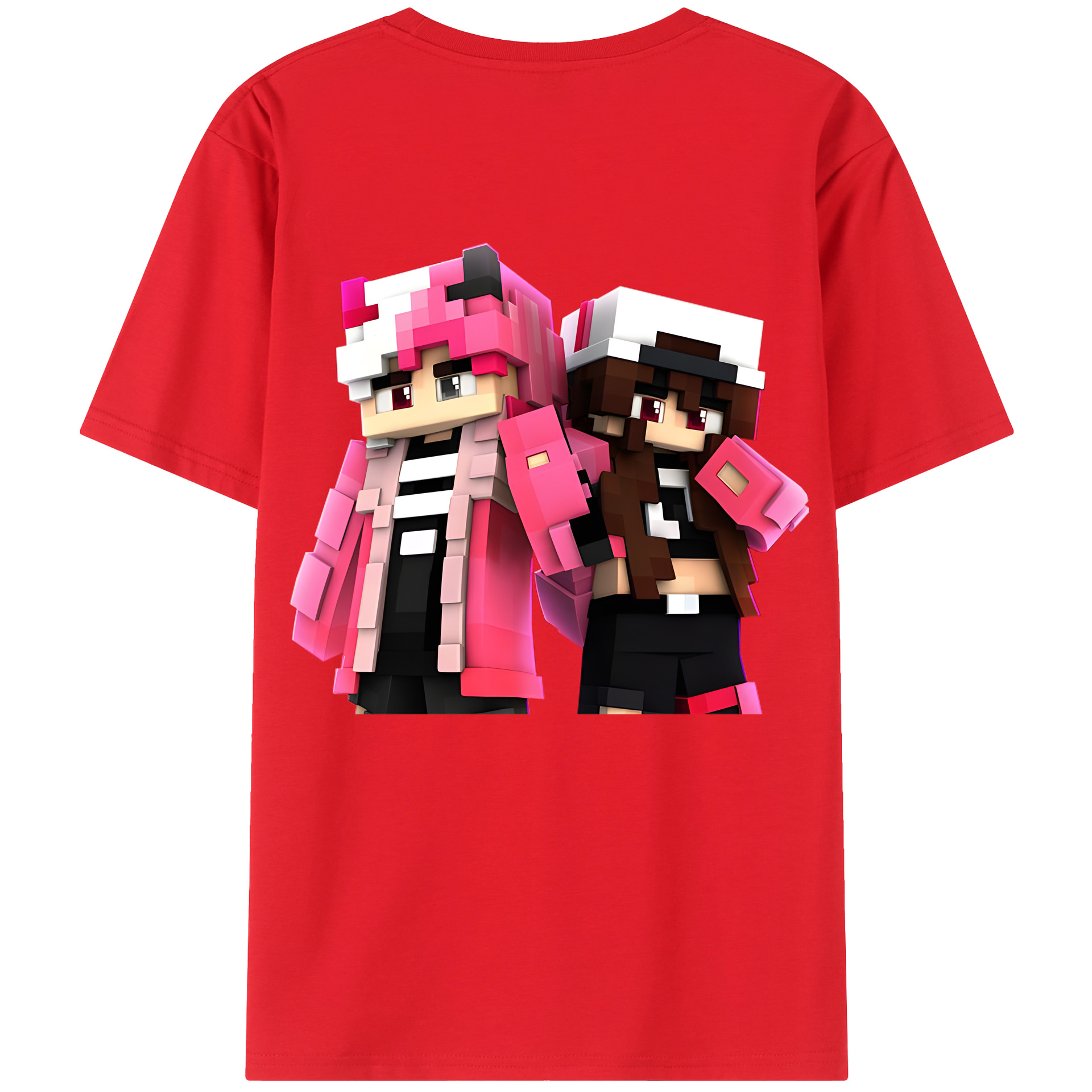 （画像用） マインクラフト ブロックの世界 Minecraft MC Block world 綿100％半袖Tシャツ（背面プリント）