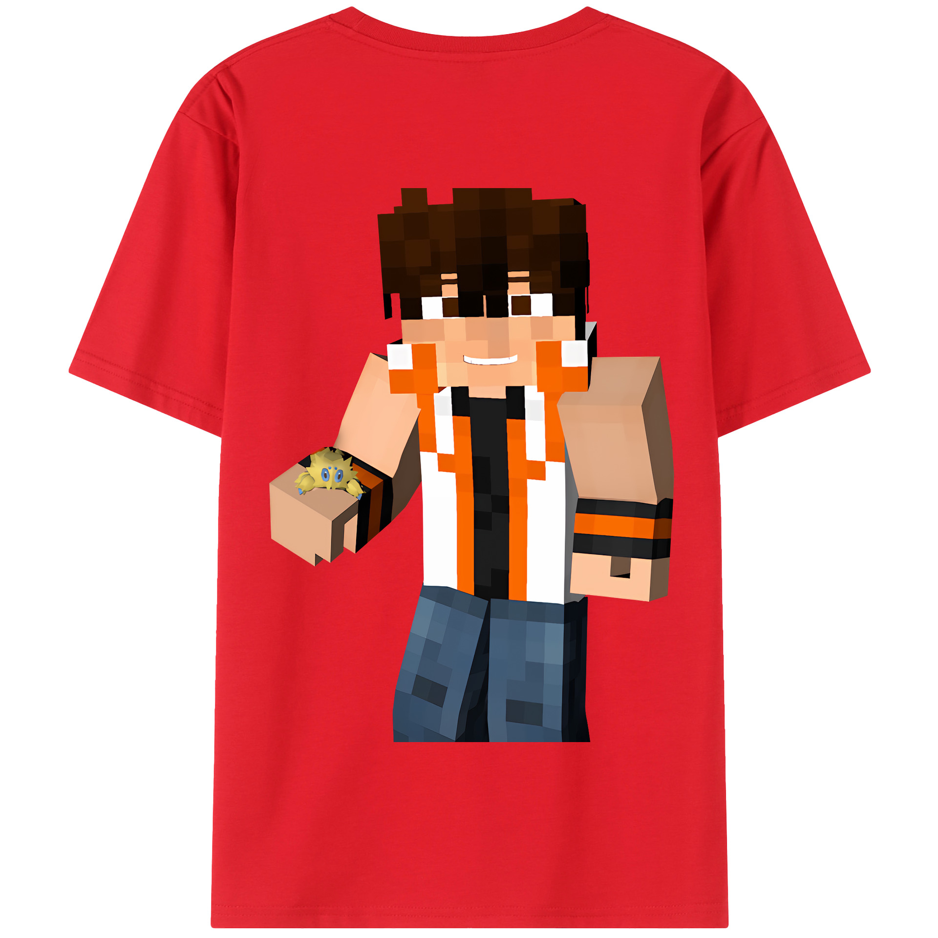 （画像用） マインクラフト ブロックの世界 Minecraft MC Block world 綿100％半袖Tシャツ（背面プリント）