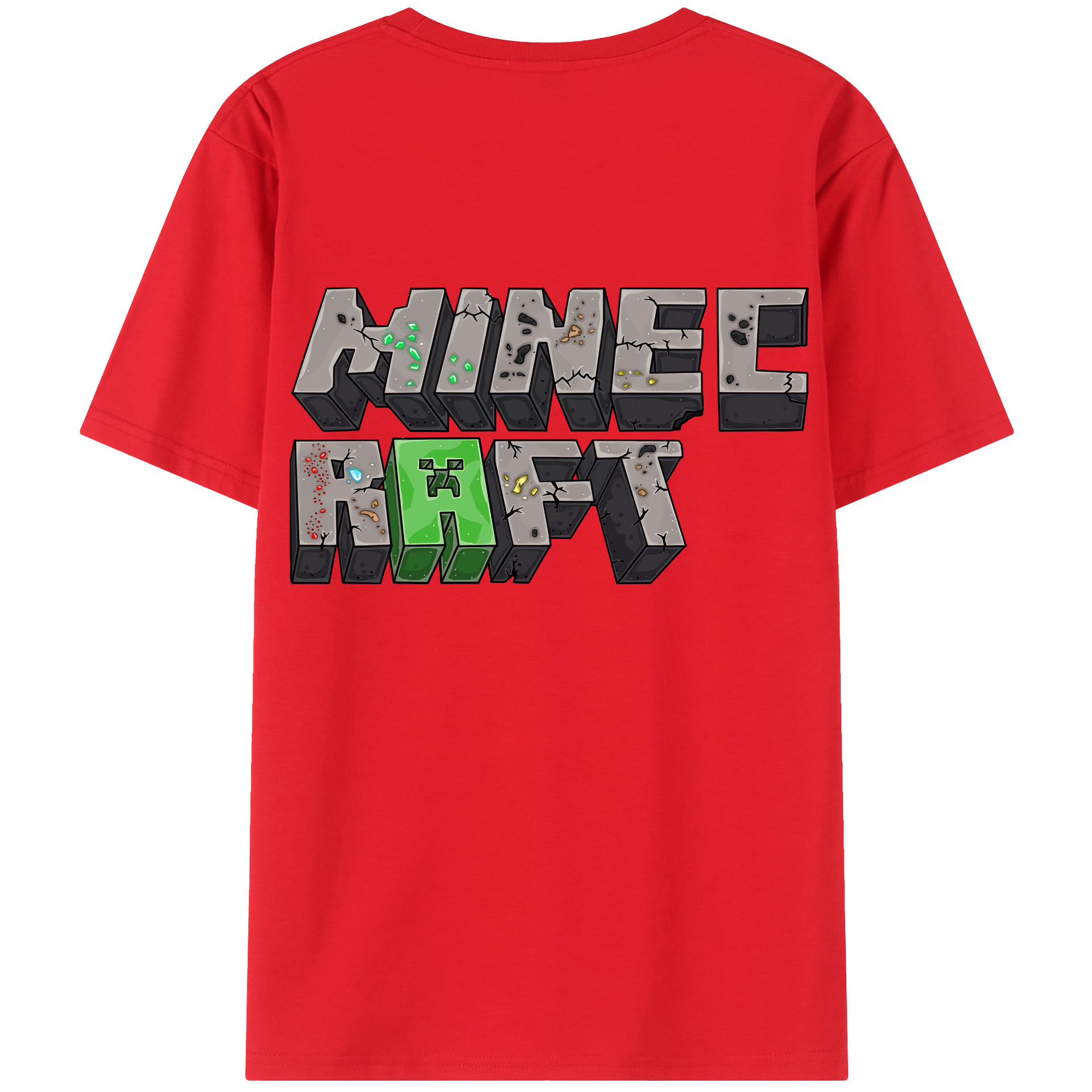 （画像用） マインクラフト ブロックの世界 Minecraft MC Block world 綿100％半袖Tシャツ（背面プリント）
