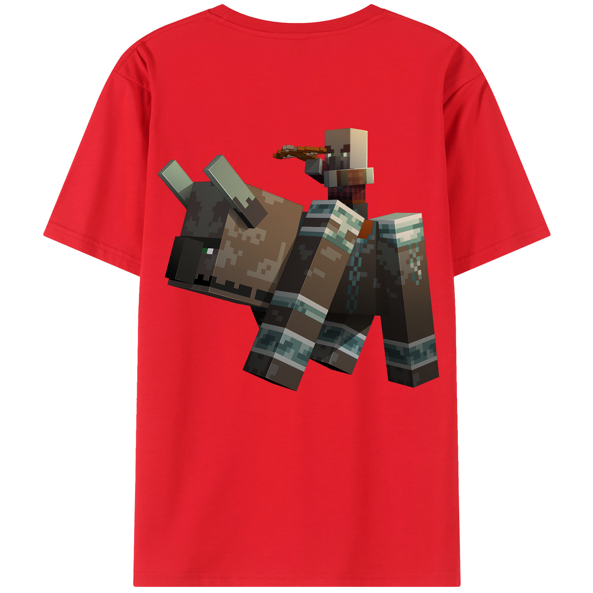 （画像用） マインクラフト ブロックの世界 Minecraft MC Block world 綿100％半袖Tシャツ（背面プリント）