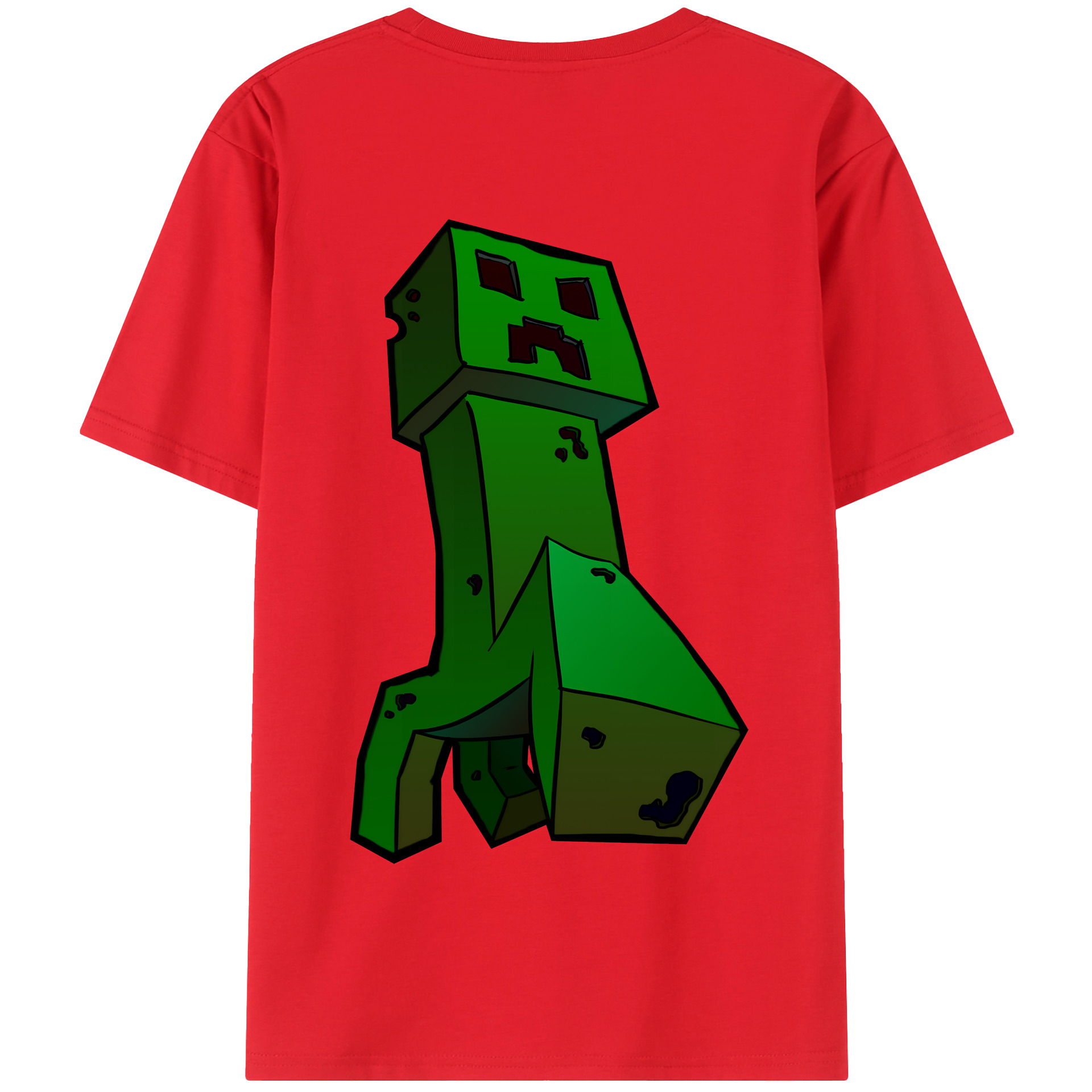 （画像用） マインクラフト ブロックの世界 Minecraft MC Block world 綿100％半袖Tシャツ（背面プリント）