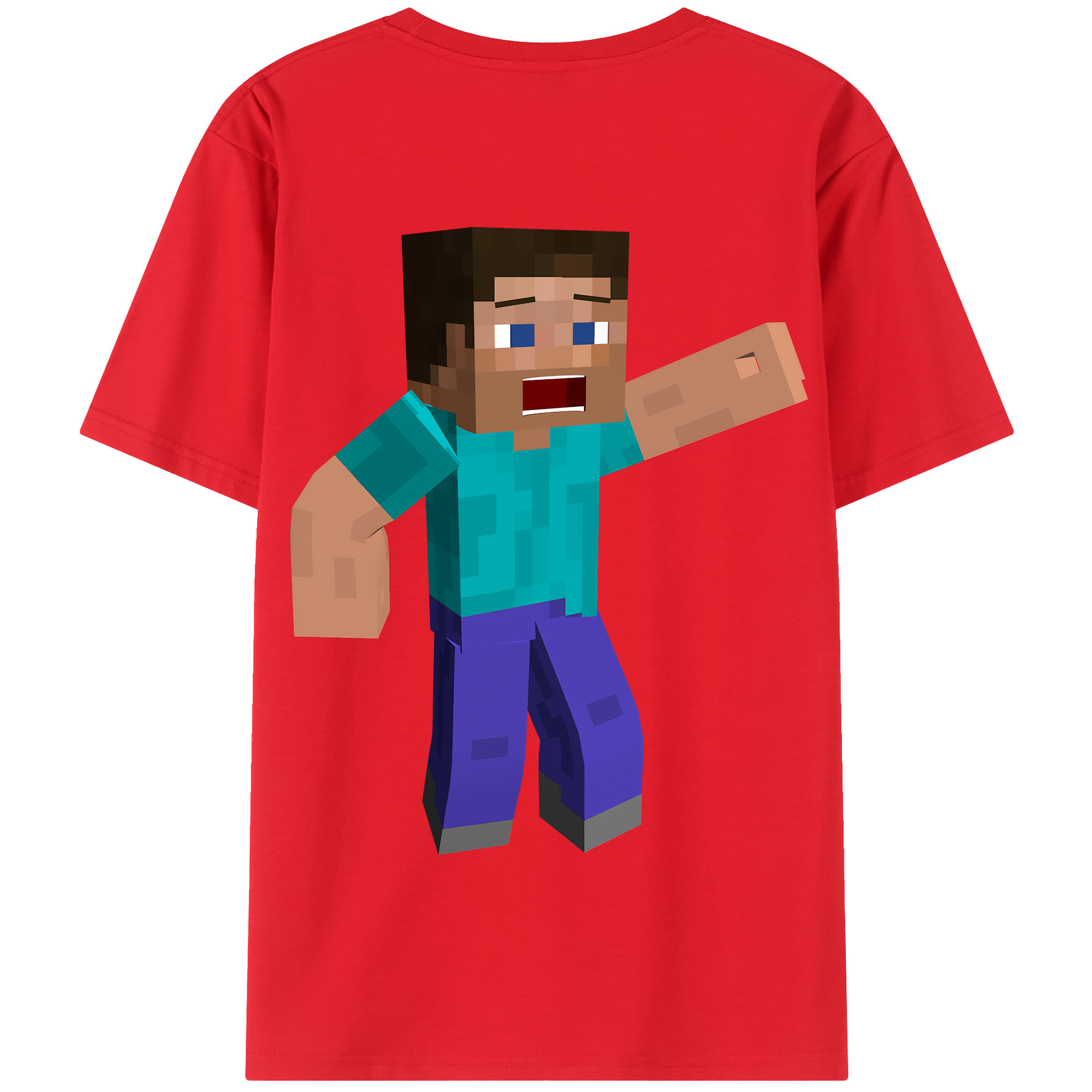 （画像用） マインクラフト ブロックの世界 Minecraft MC Block world 綿100％半袖Tシャツ（背面プリント）