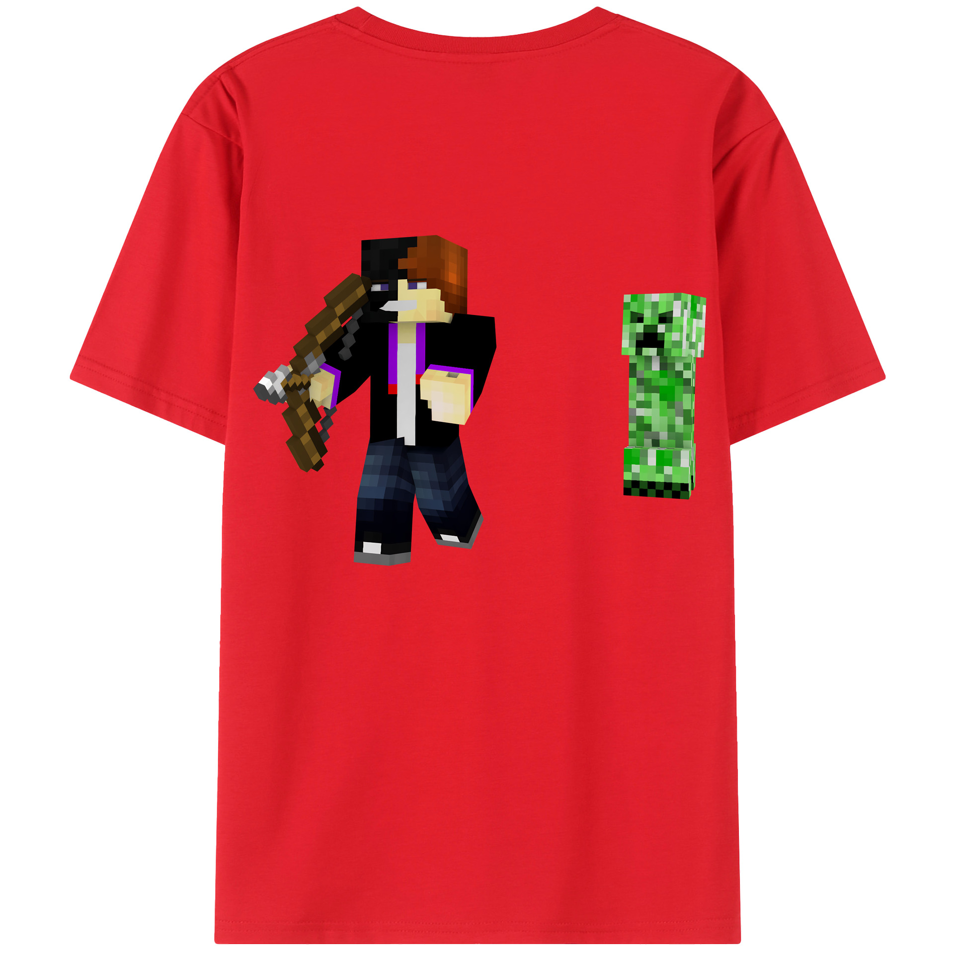 （画像用） マインクラフト ブロックの世界 Minecraft MC Block world 綿100％半袖Tシャツ（背面プリント）