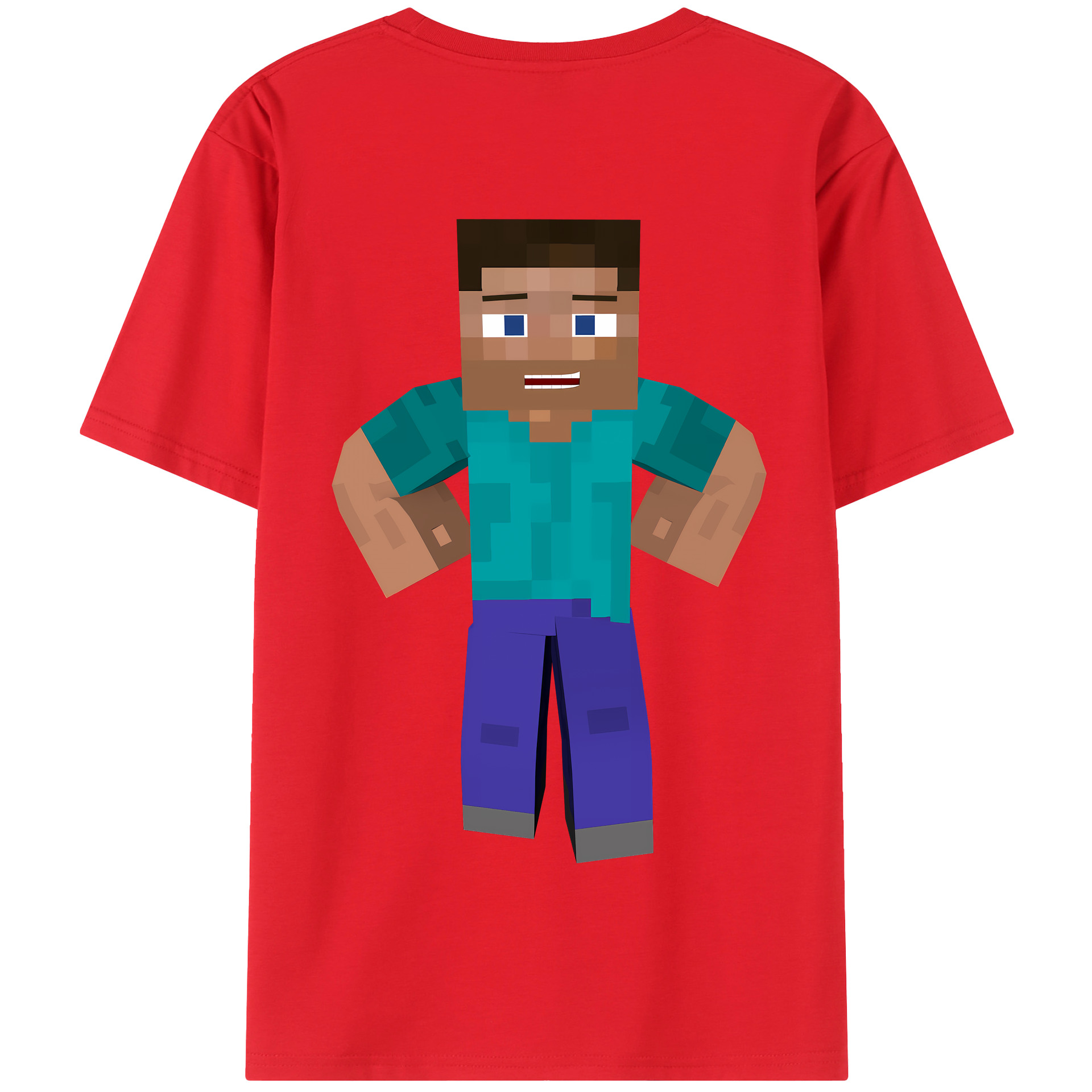 （画像用） マインクラフト ブロックの世界 Minecraft MC Block world 綿100％半袖Tシャツ（背面プリント）