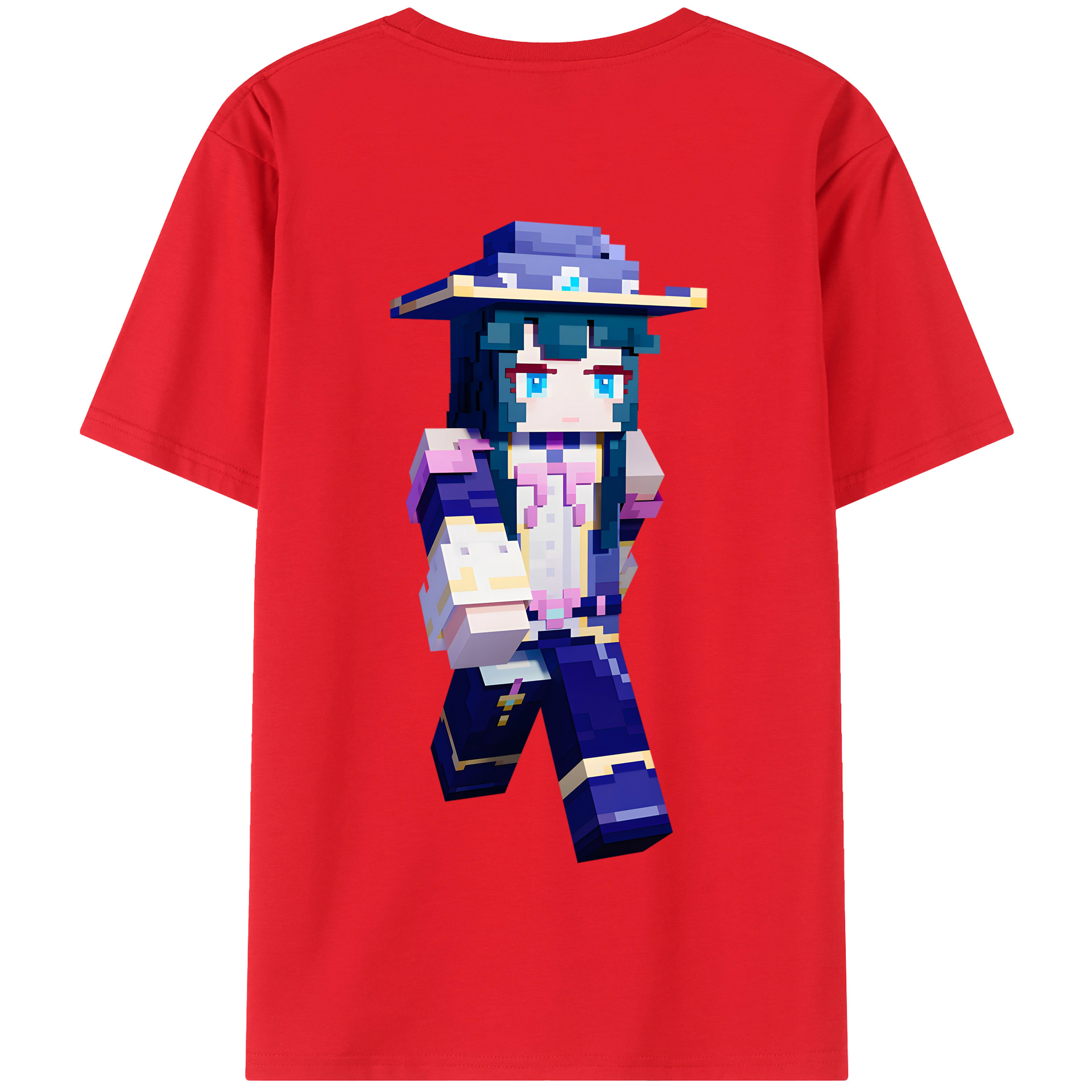 （画像用） マインクラフト ブロックの世界 Minecraft MC Block world 綿100％半袖Tシャツ（背面プリント）