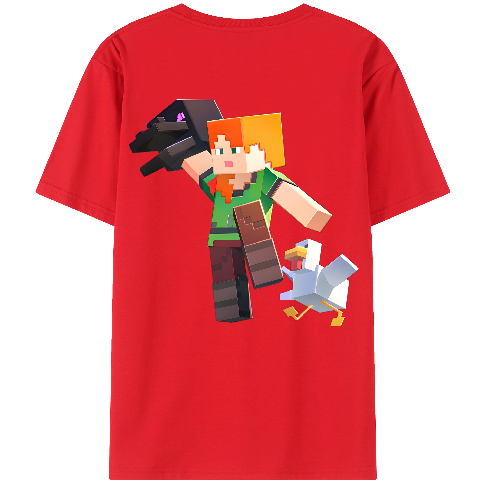 （画像用） マインクラフト ブロックの世界 Minecraft MC Block world 綿100％半袖Tシャツ（背面プリント）