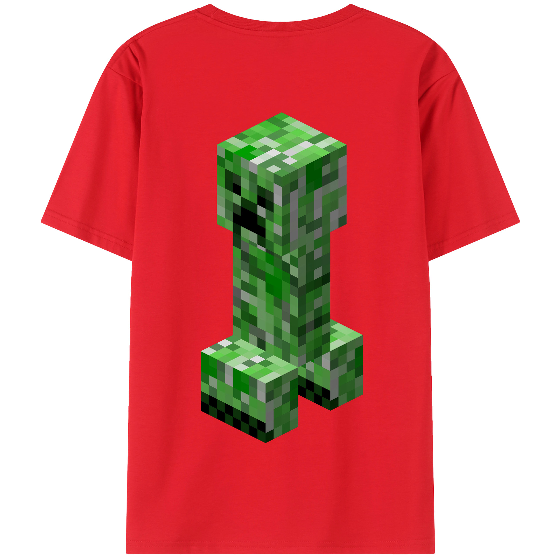（画像用） マインクラフト ブロックの世界 Minecraft MC Block world 綿100％半袖Tシャツ（背面プリント）