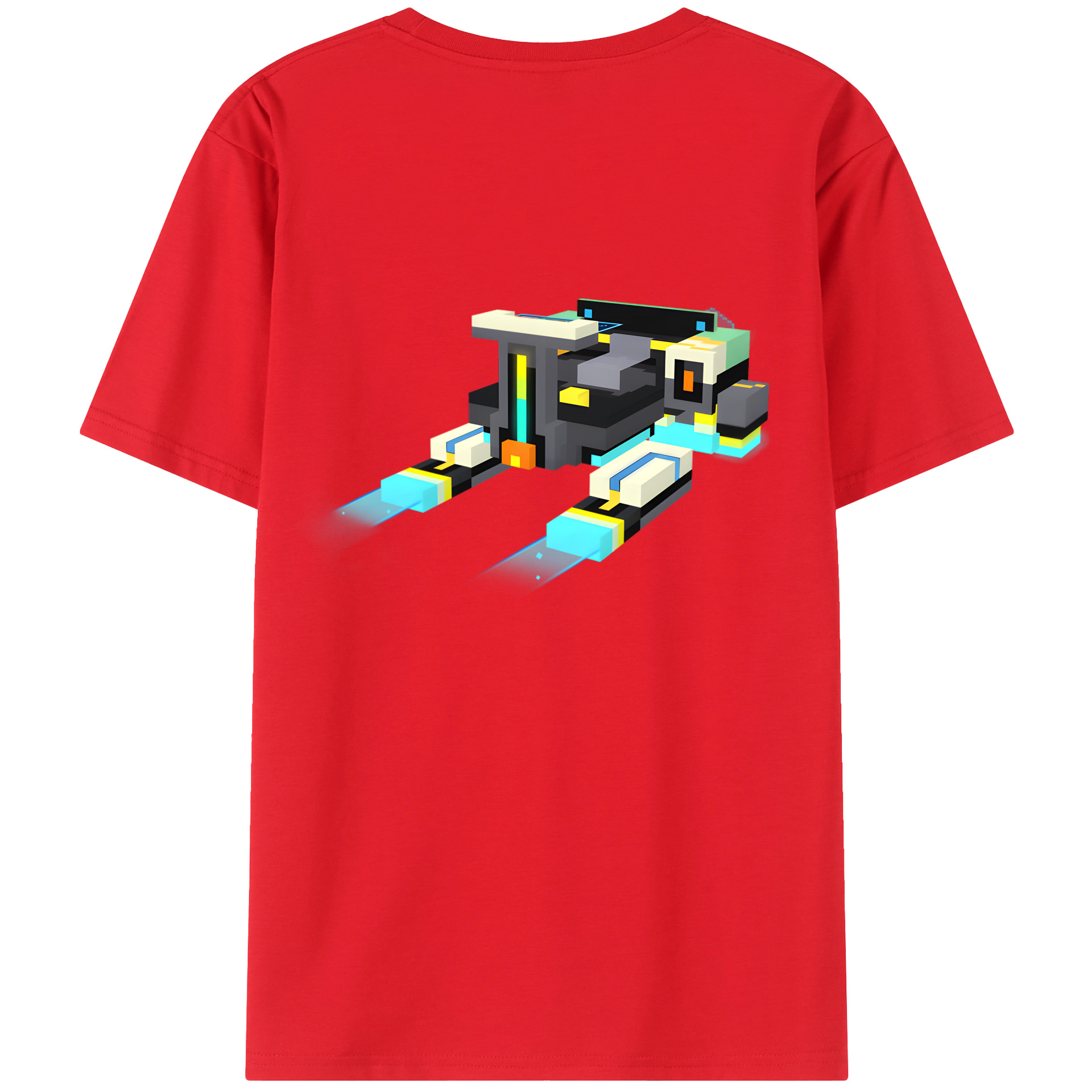 （画像用） マインクラフト ブロックの世界 Minecraft MC Block world 綿100％半袖Tシャツ（背面プリント）