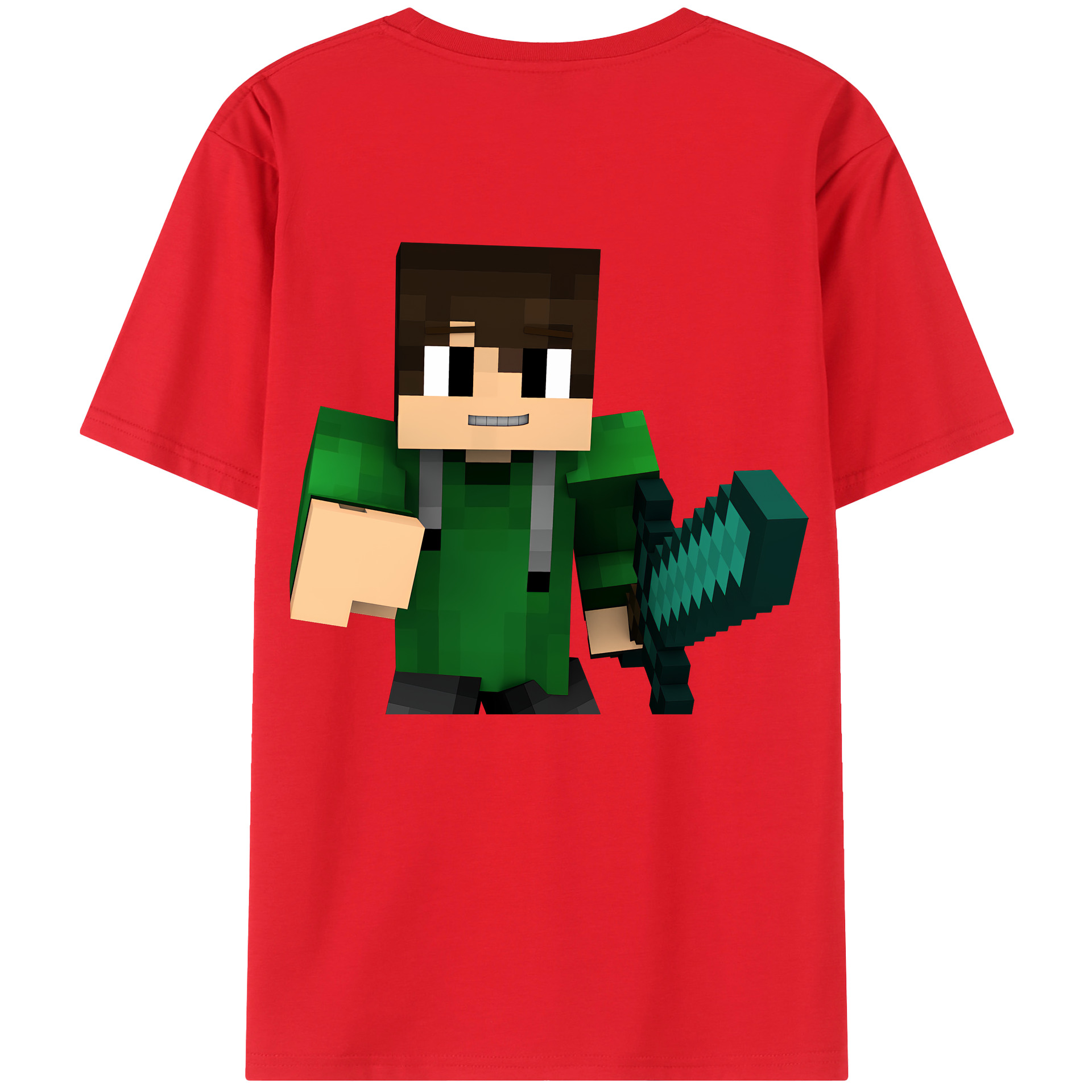 （画像用） マインクラフト ブロックの世界 Minecraft MC Block world 綿100％半袖Tシャツ（背面プリント）