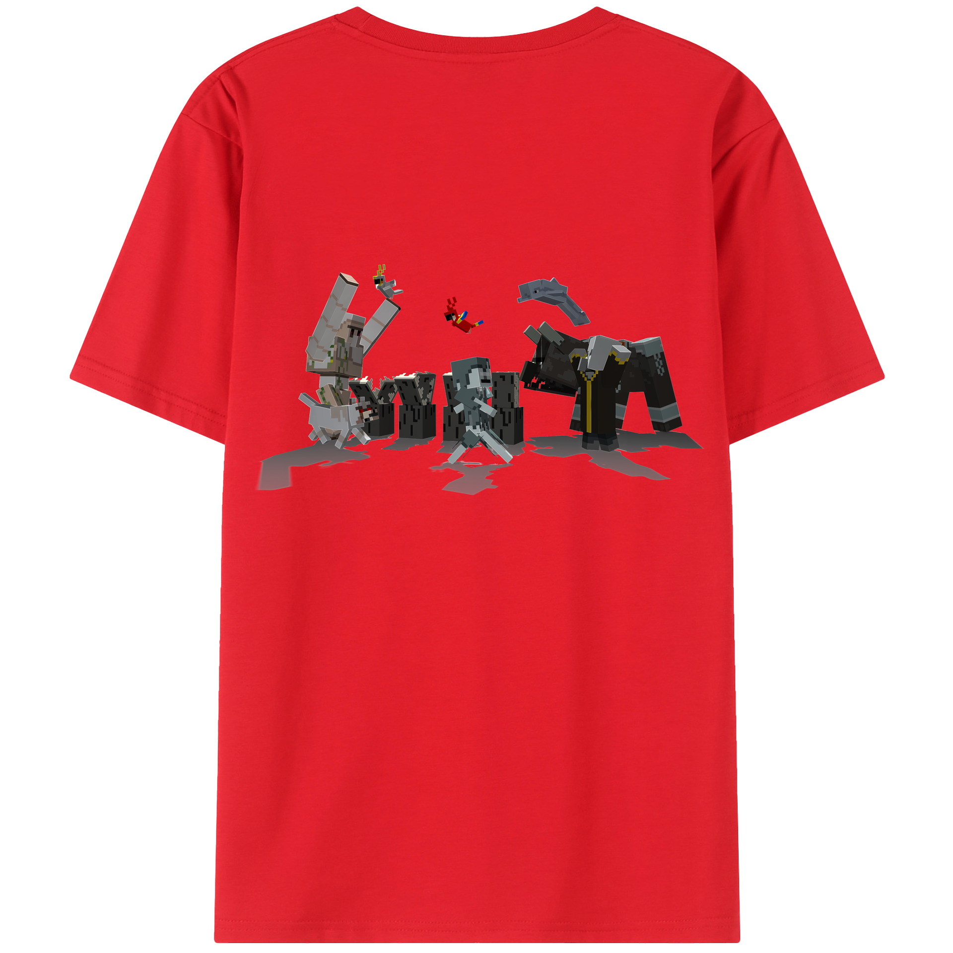 （画像用） マインクラフト ブロックの世界 Minecraft MC Block world 綿100％半袖Tシャツ（背面プリント）