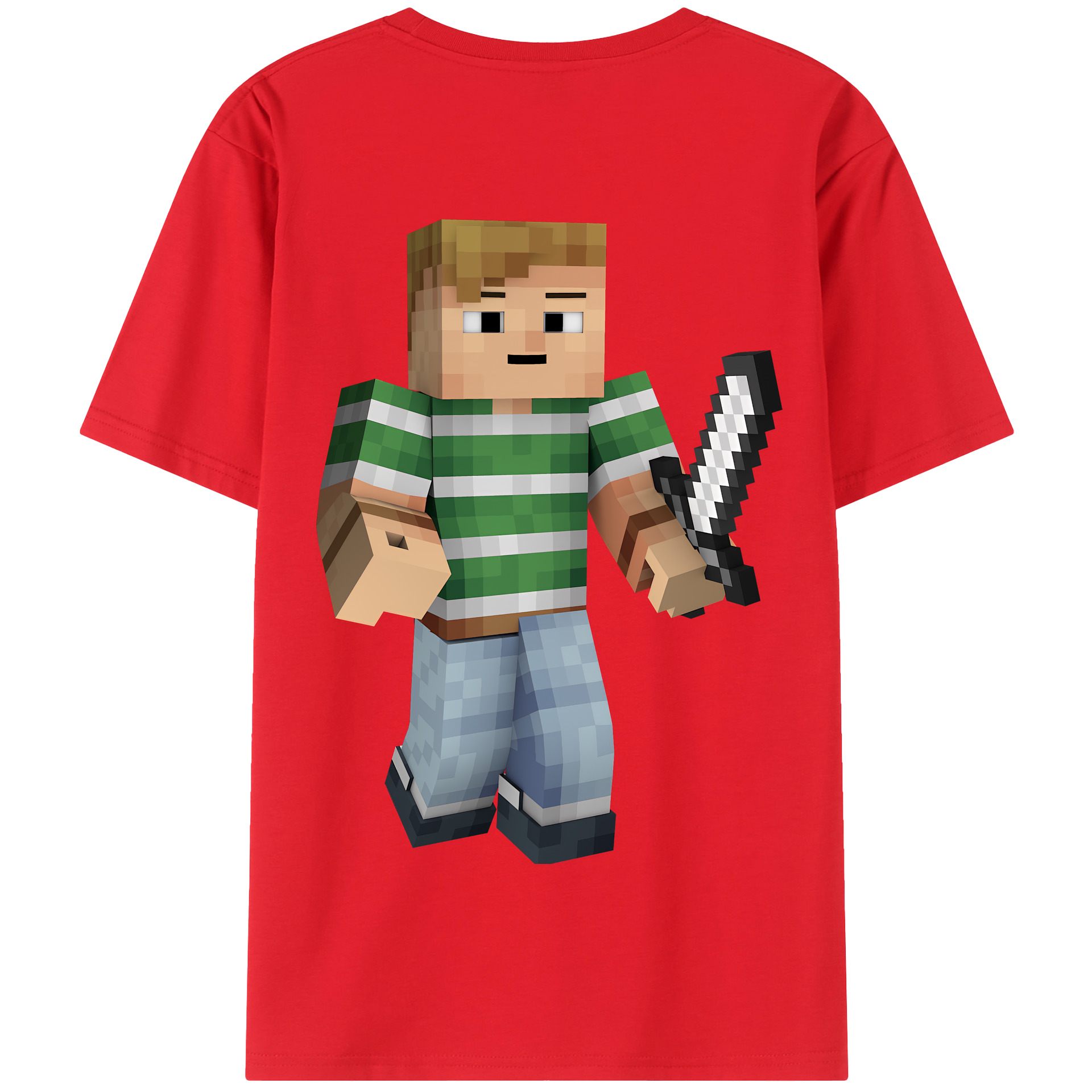 （画像用） マインクラフト ブロックの世界 Minecraft MC Block world 綿100％半袖Tシャツ（背面プリント）