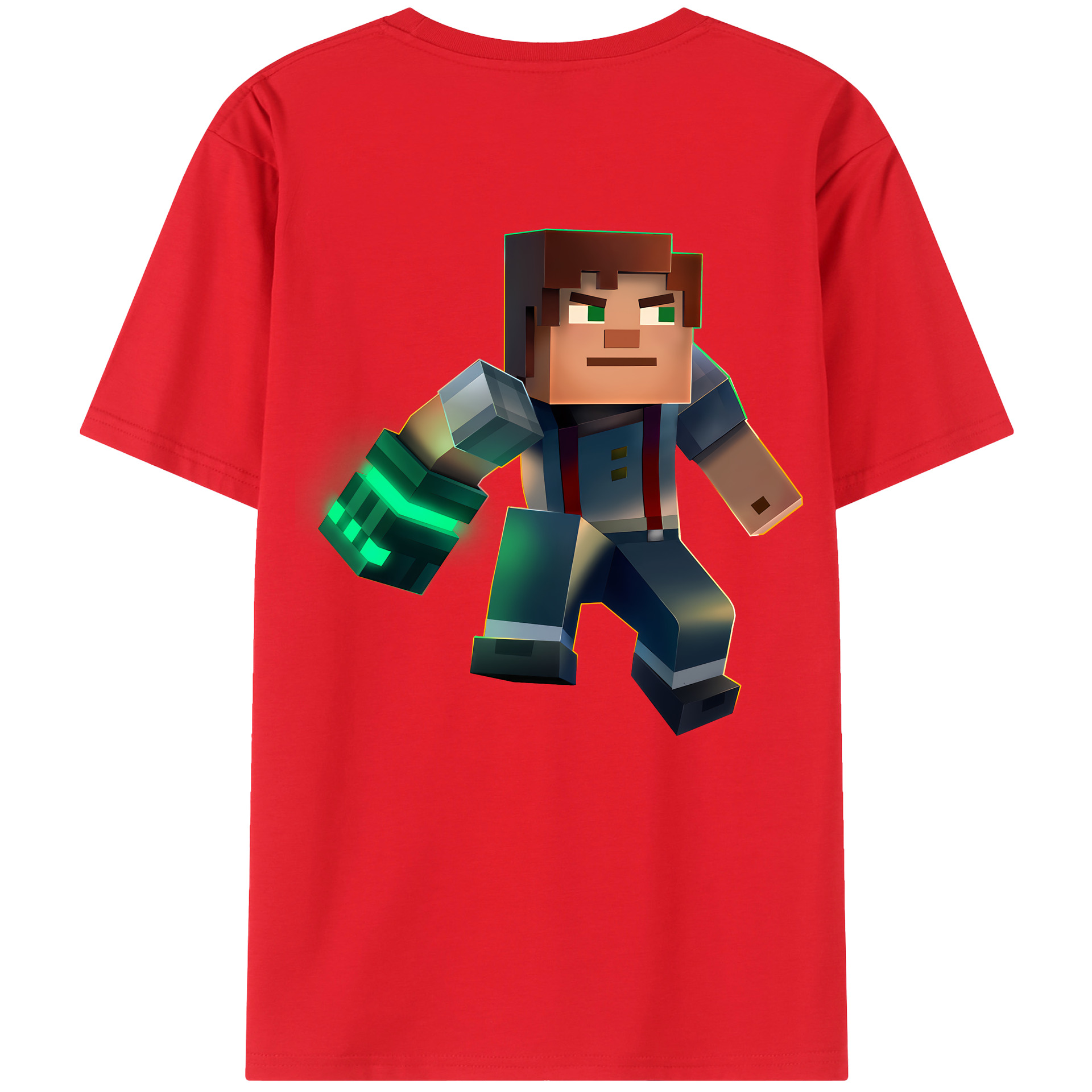 （画像用） マインクラフト ブロックの世界 Minecraft MC Block world 綿100％半袖Tシャツ（背面プリント）