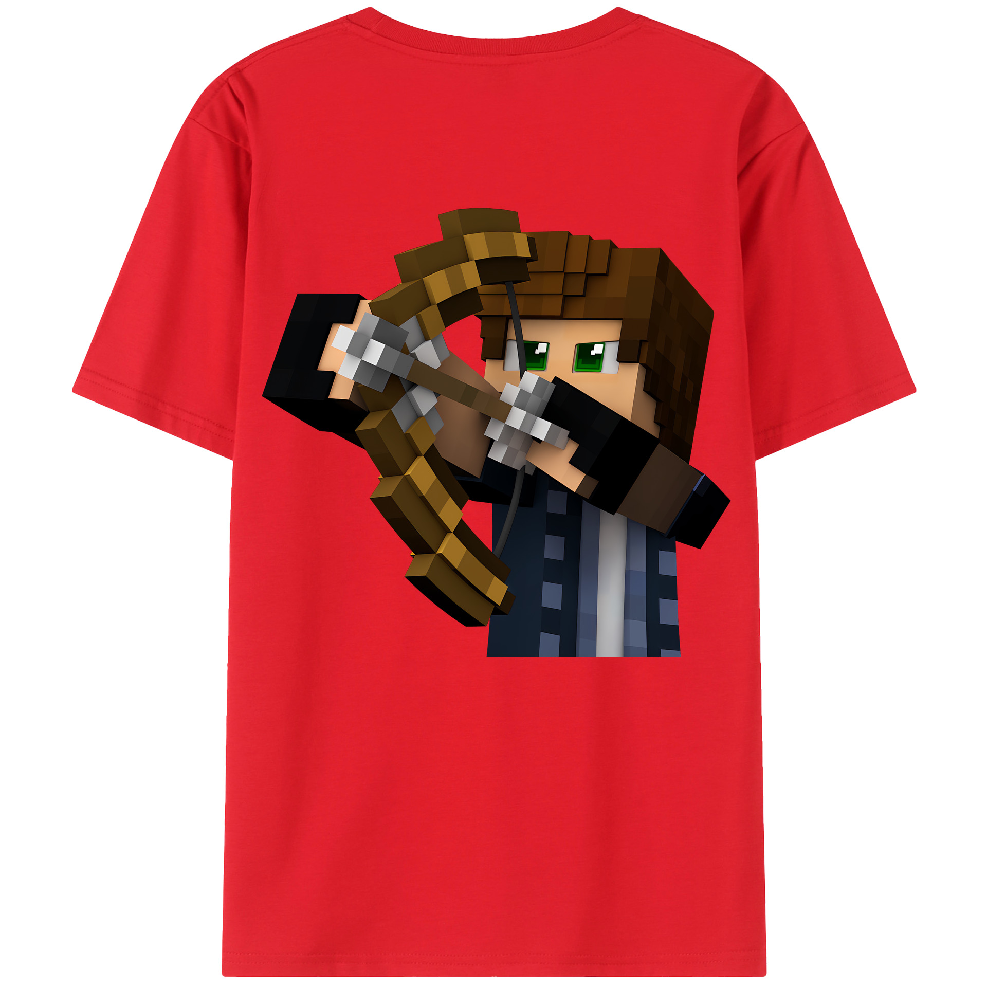 （画像用） マインクラフト ブロックの世界 Minecraft MC Block world 綿100％半袖Tシャツ（背面プリント）