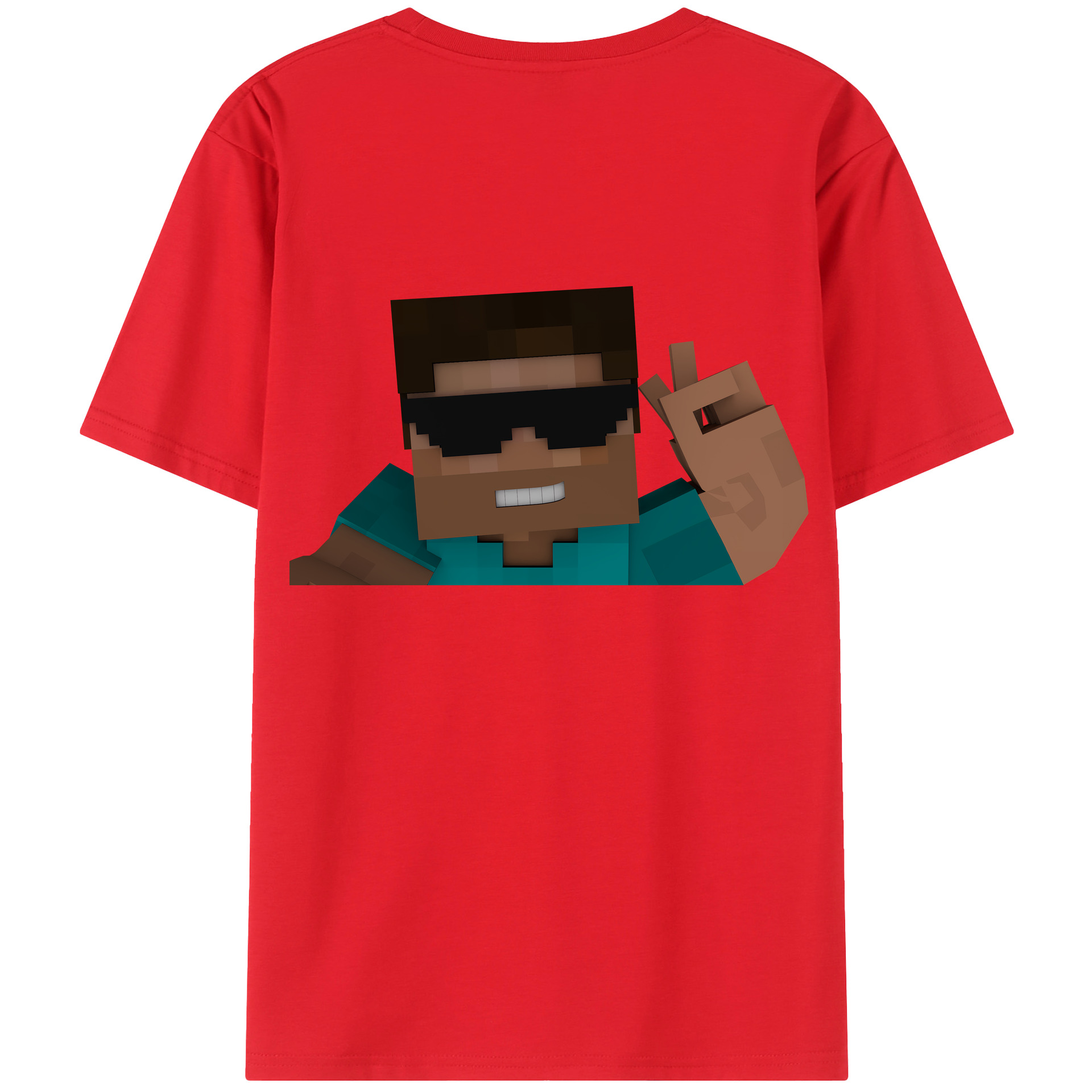 （画像用） マインクラフト ブロックの世界 Minecraft MC Block world 綿100％半袖Tシャツ（背面プリント）