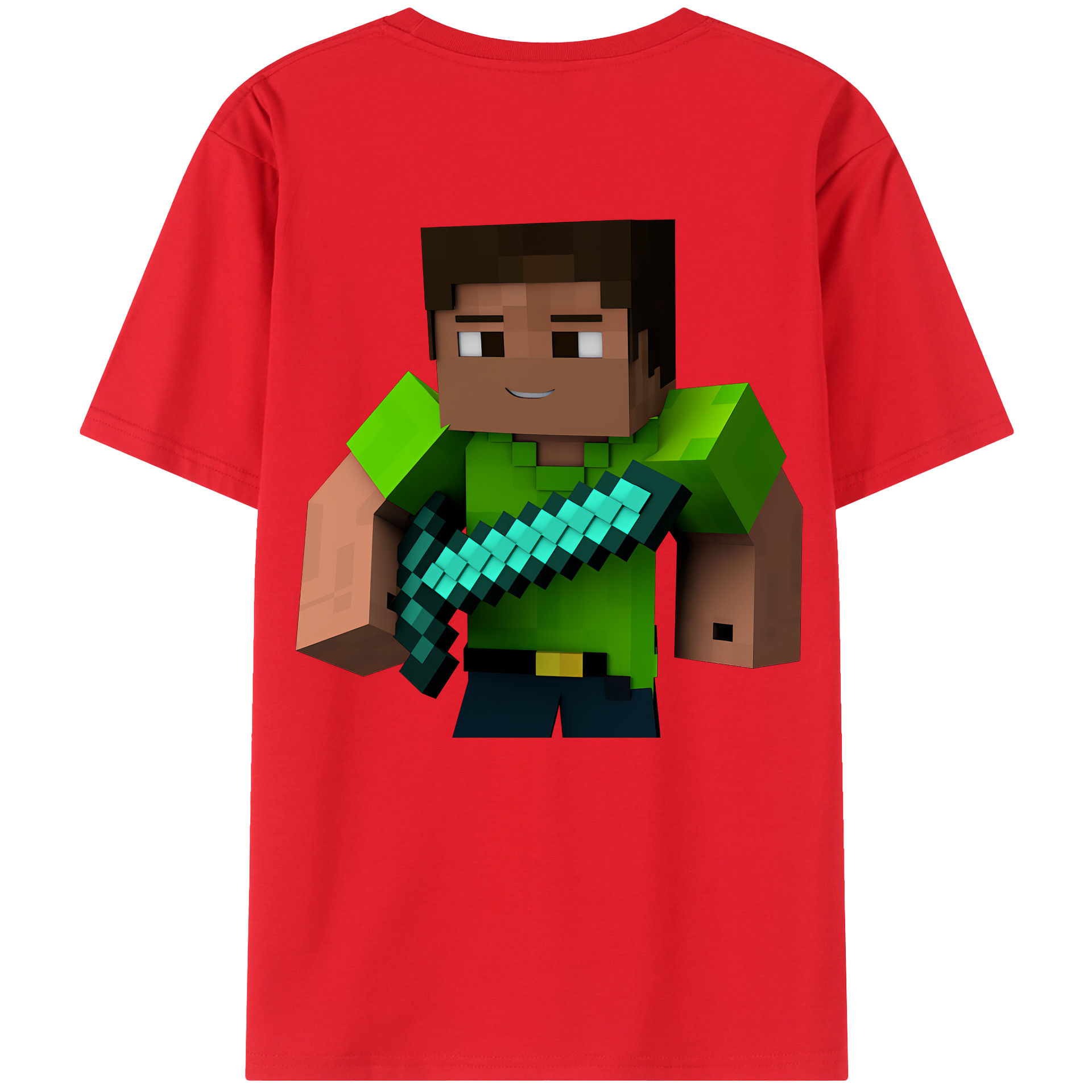 （画像用） マインクラフト ブロックの世界 Minecraft MC Block world 綿100％半袖Tシャツ（背面プリント）