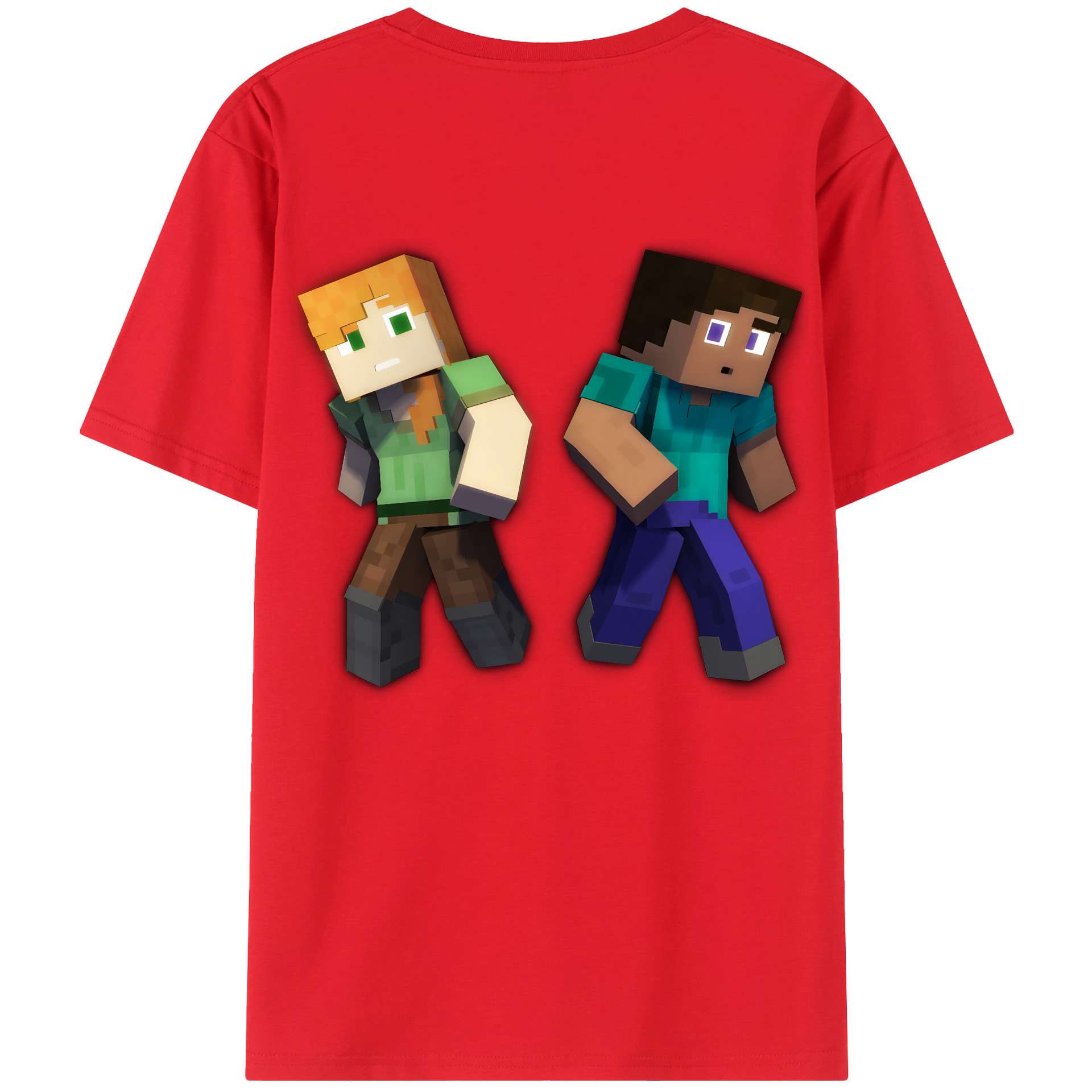 （画像用） マインクラフト ブロックの世界 Minecraft MC Block world 綿100％半袖Tシャツ（背面プリント）