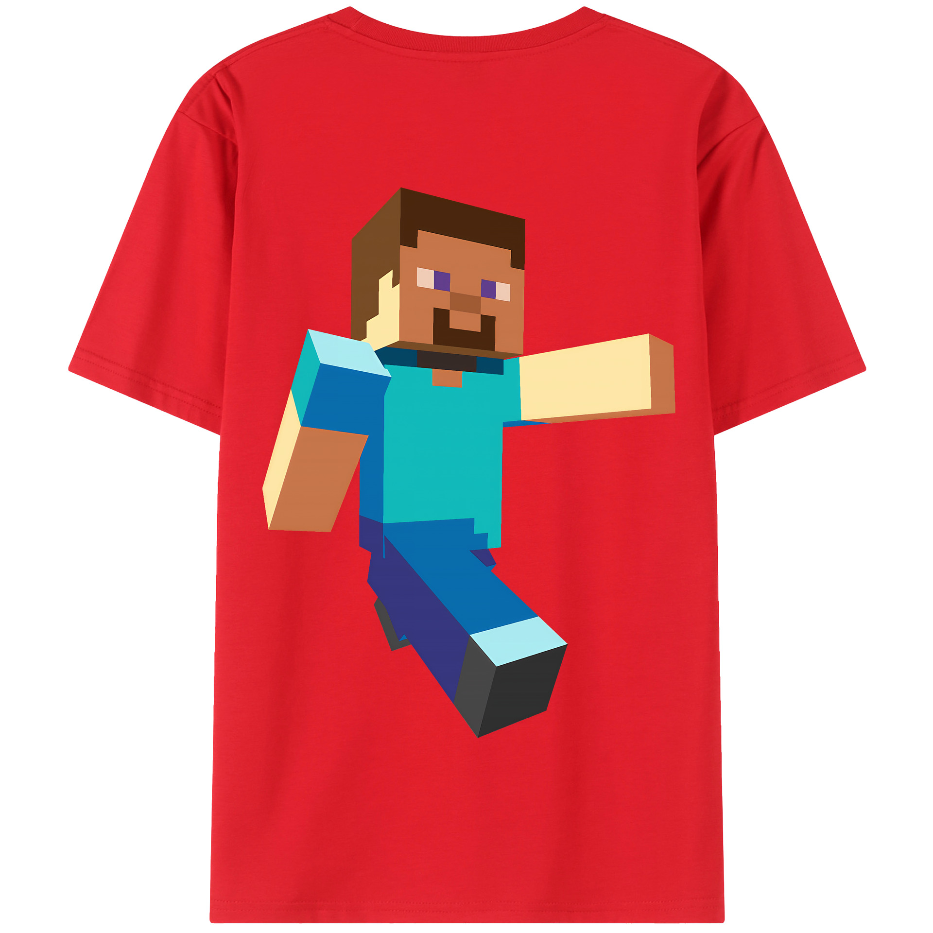 （画像用） マインクラフト ブロックの世界 Minecraft MC Block world 綿100％半袖Tシャツ（背面プリント）