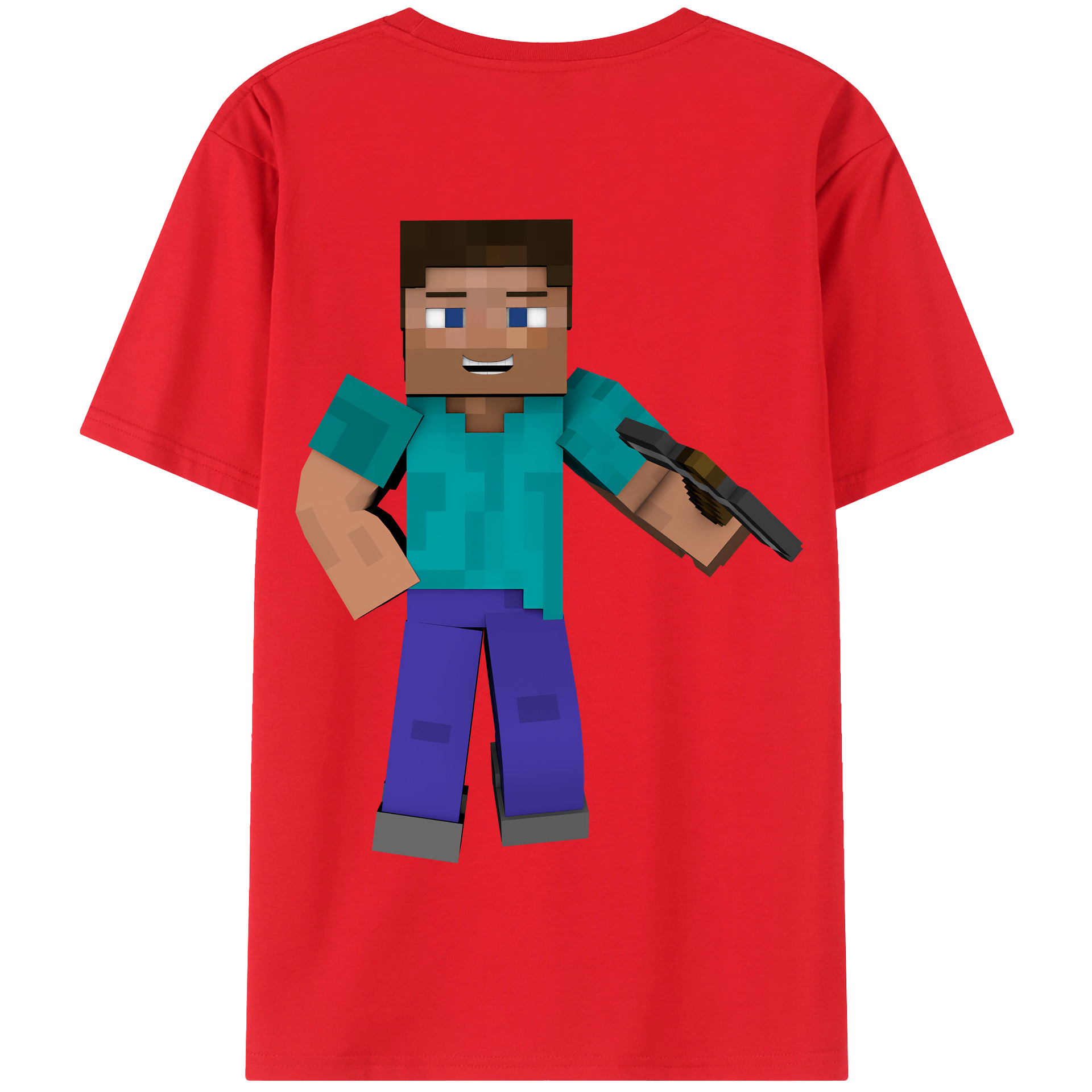 （画像用） マインクラフト ブロックの世界 Minecraft MC Block world 綿100％半袖Tシャツ（背面プリント）