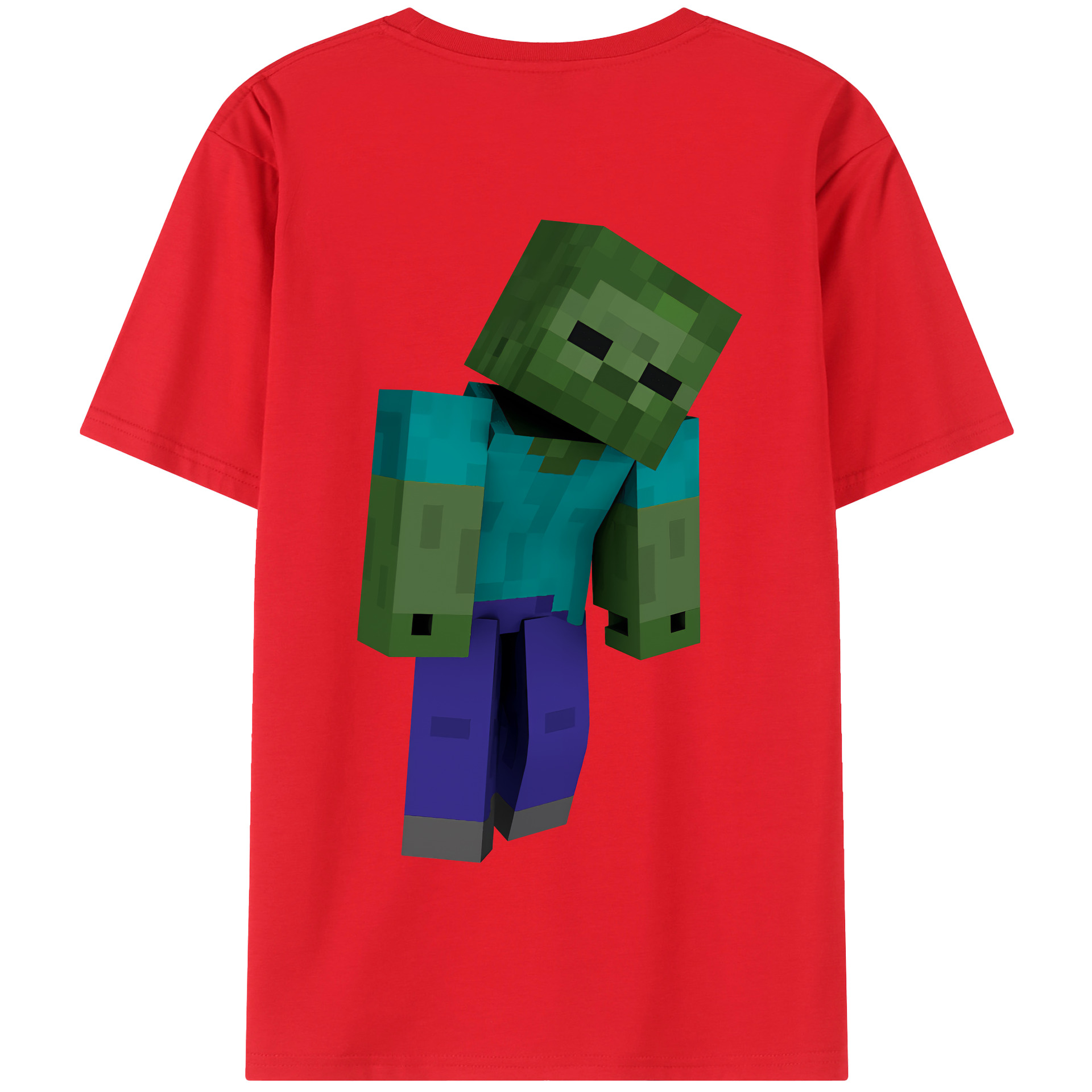 （画像用） マインクラフト ブロックの世界 Minecraft MC Block world 綿100％半袖Tシャツ（背面プリント）
