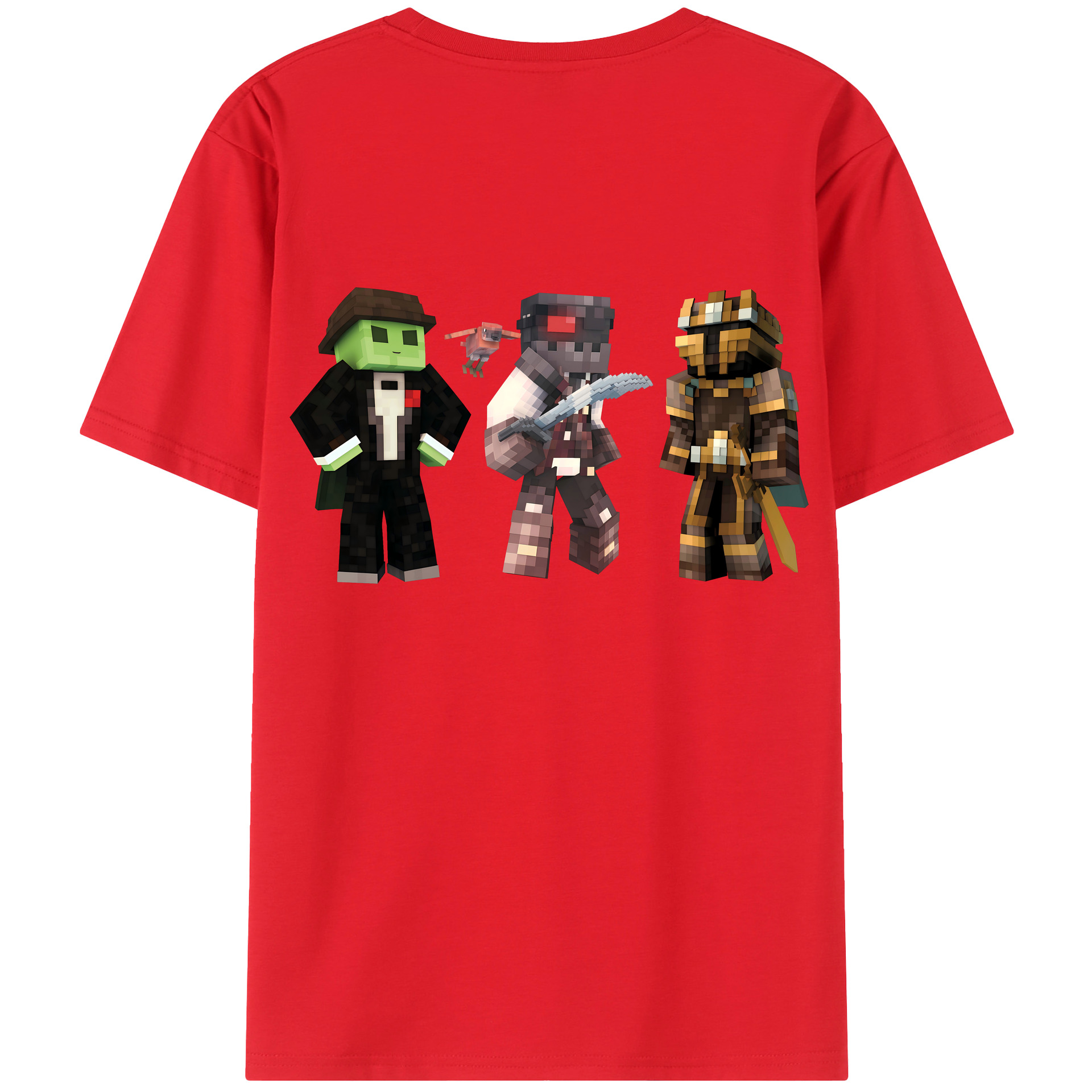（画像用） マインクラフト ブロックの世界 Minecraft MC Block world 綿100％半袖Tシャツ（背面プリント）
