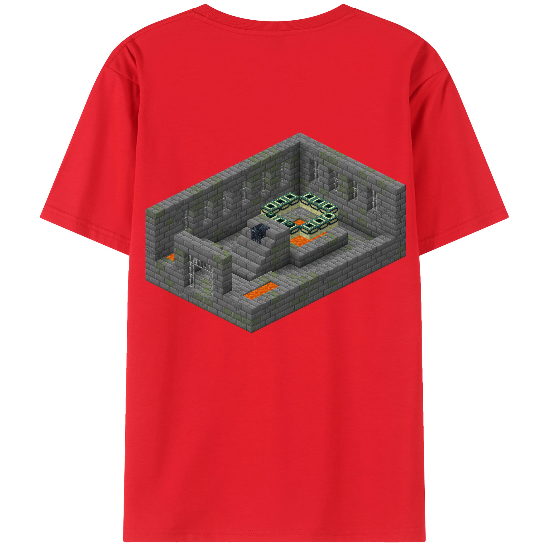 （画像用） マインクラフト ブロックの世界 Minecraft MC Block world 綿100％半袖Tシャツ（背面プリント）
