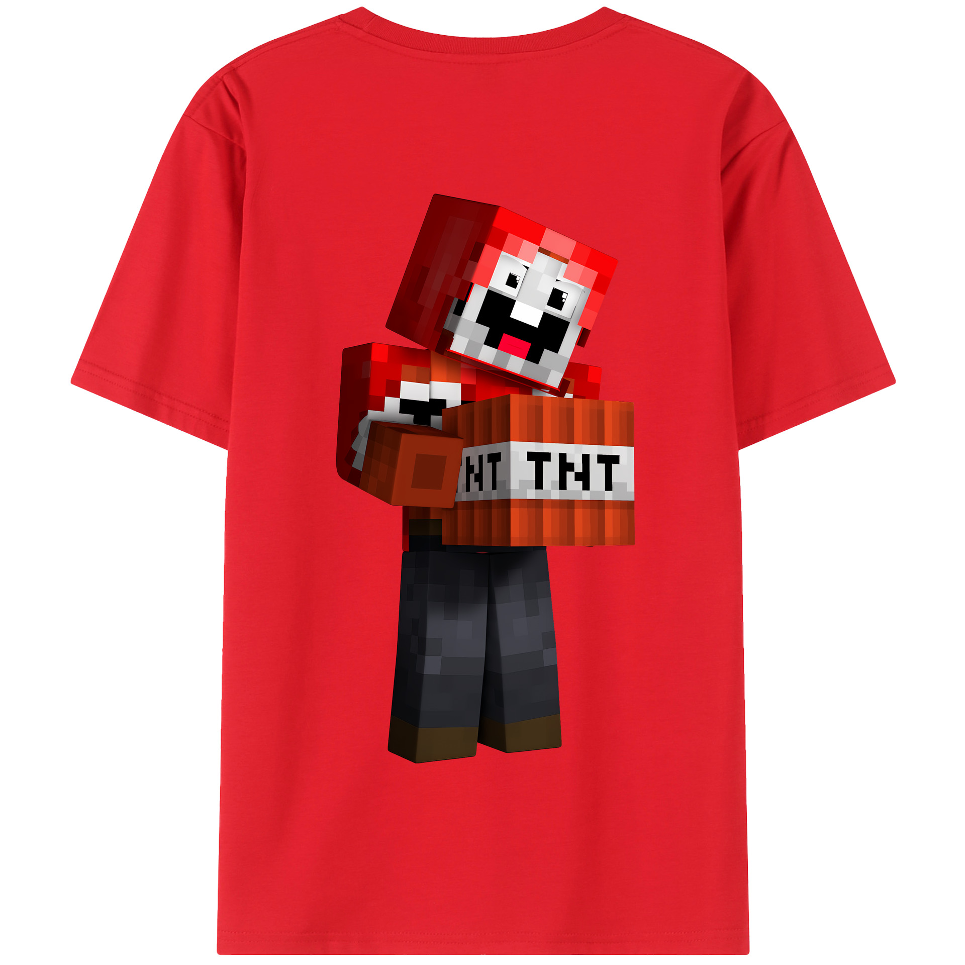 （画像用） マインクラフト ブロックの世界 Minecraft MC Block world 綿100％半袖Tシャツ（背面プリント）