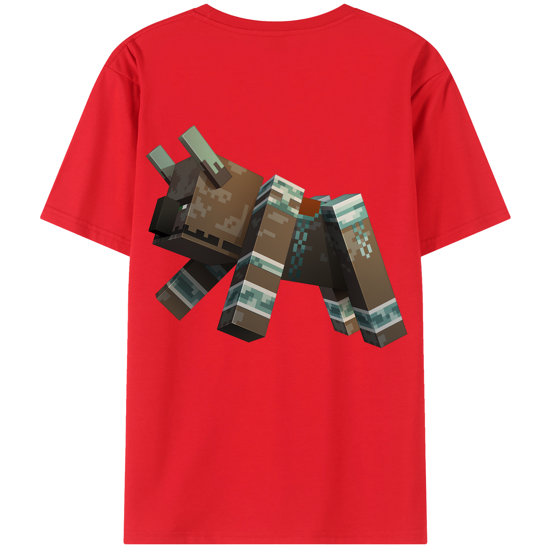 （画像用） マインクラフト ブロックの世界 Minecraft MC Block world 綿100％半袖Tシャツ（背面プリント）