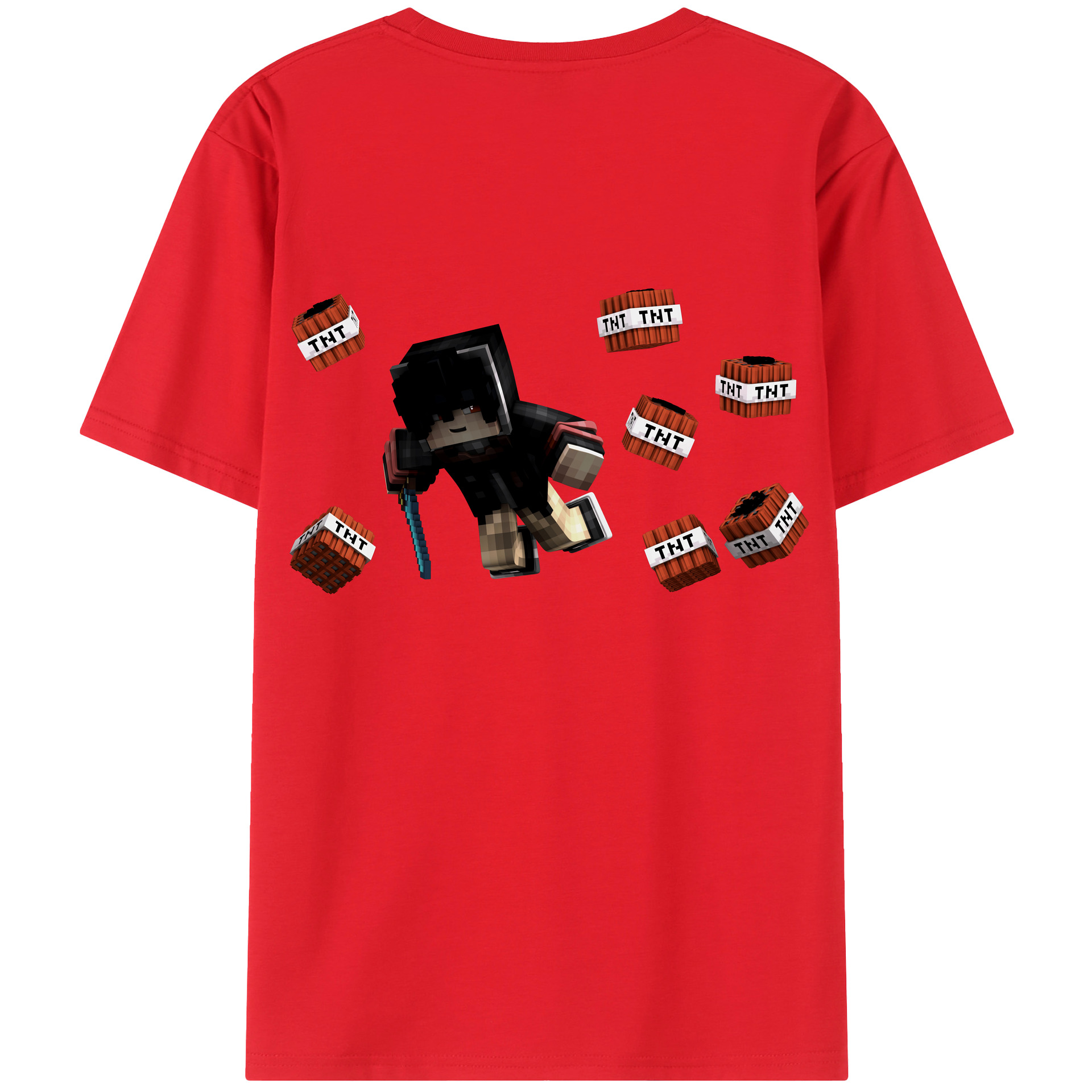 （画像用） マインクラフト ブロックの世界 Minecraft MC Block world 綿100％半袖Tシャツ（背面プリント）