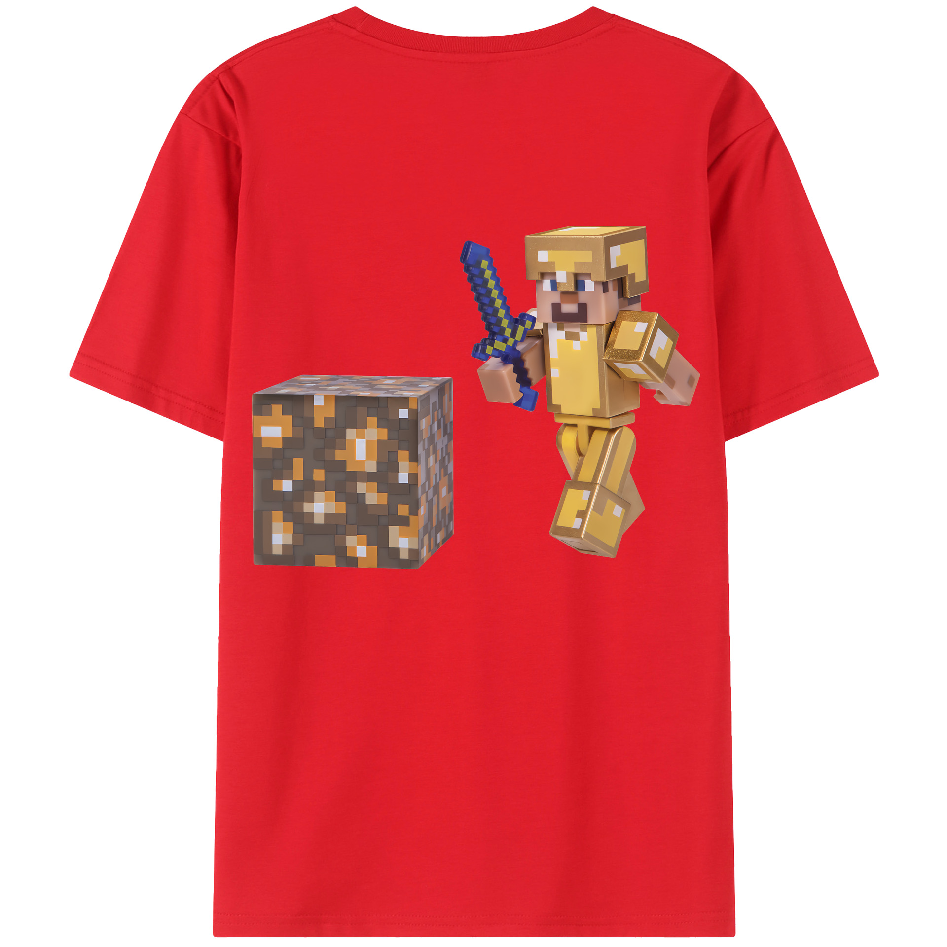 （画像用） マインクラフト ブロックの世界 Minecraft MC Block world 綿100％半袖Tシャツ（背面プリント）