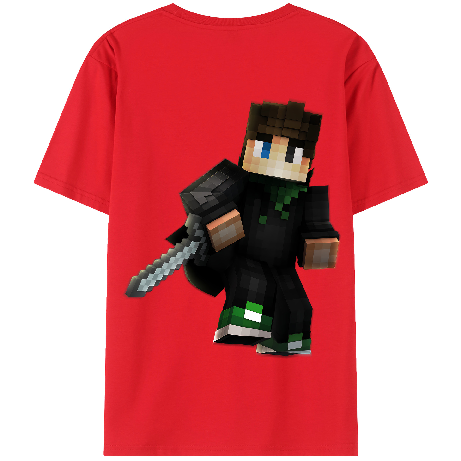 （画像用） マインクラフト ブロックの世界 Minecraft MC Block world 綿100％半袖Tシャツ（背面プリント）