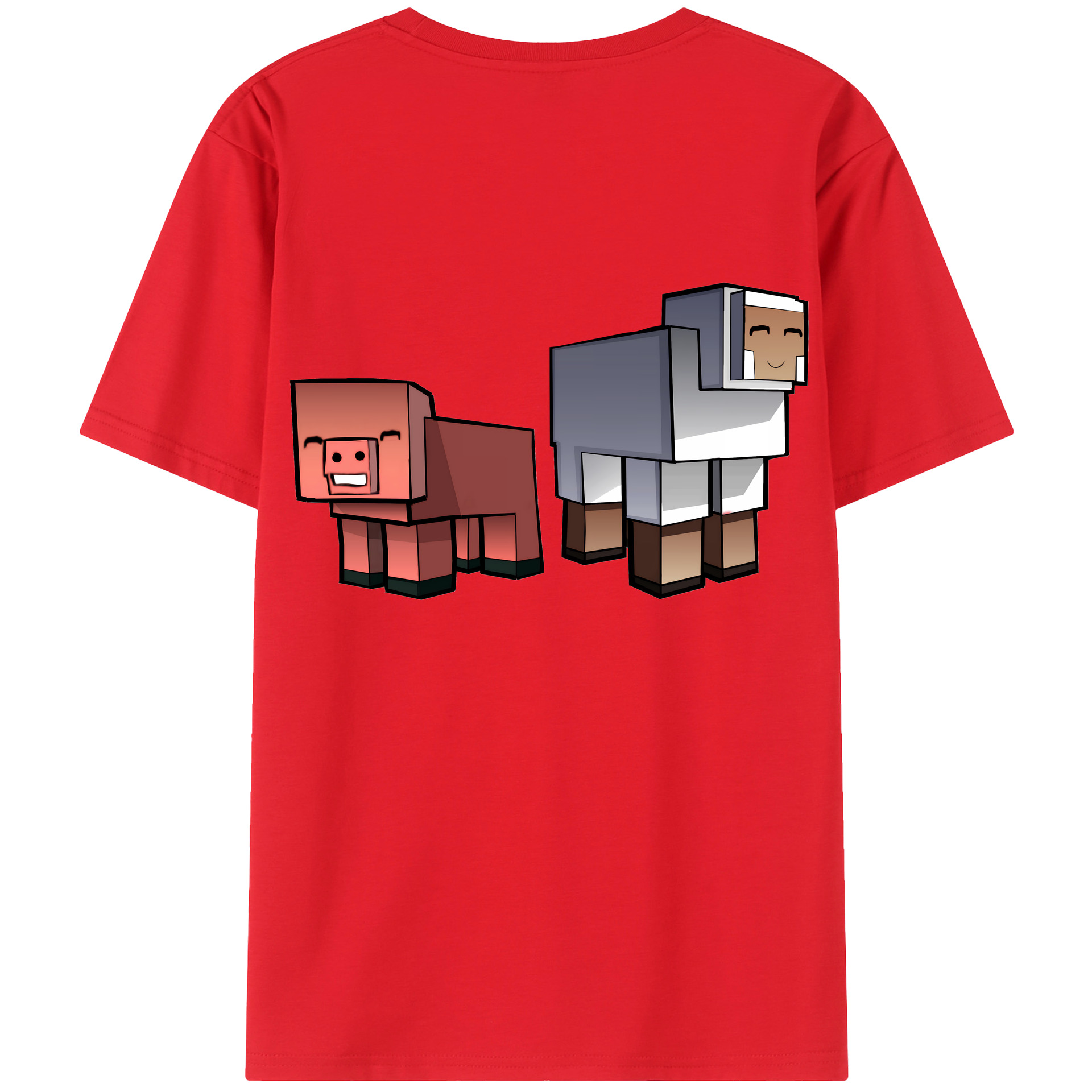（画像用） マインクラフト ブロックの世界 Minecraft MC Block world 綿100％半袖Tシャツ（背面プリント）