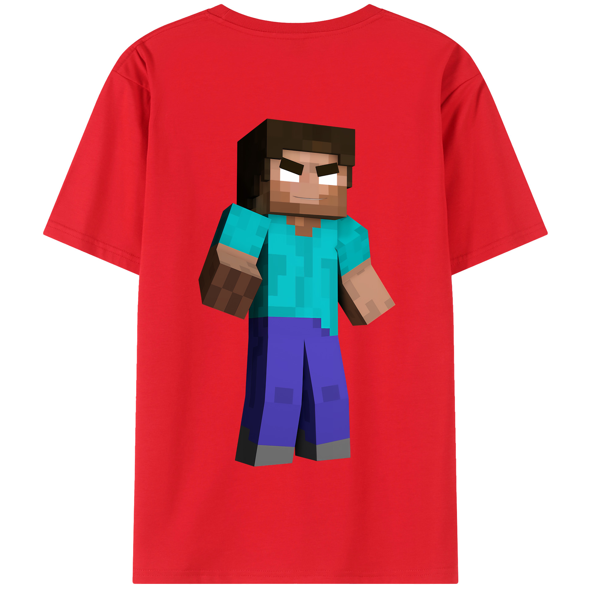 （画像用） マインクラフト ブロックの世界 Minecraft MC Block world 綿100％半袖Tシャツ（背面プリント）