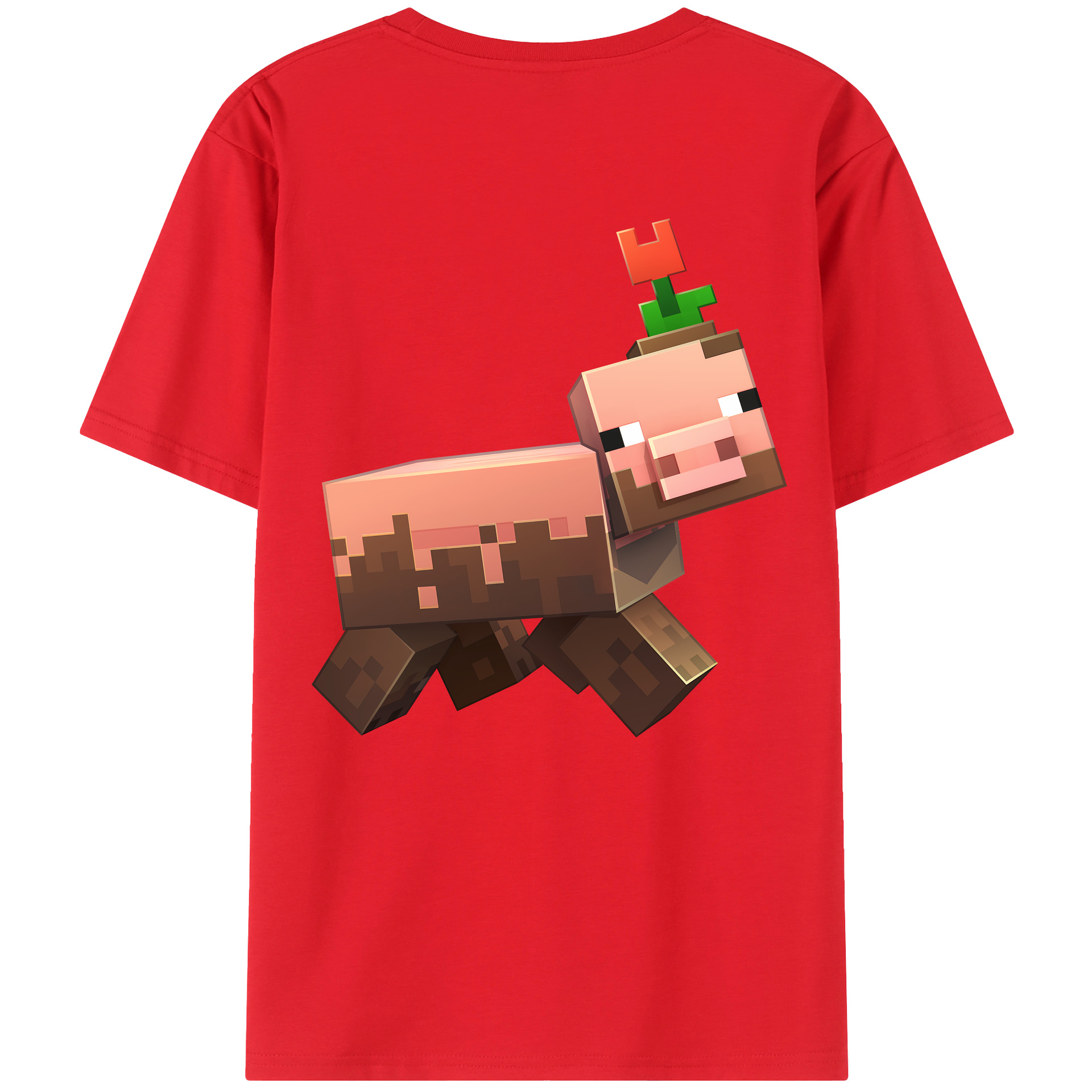 （画像用） マインクラフト ブロックの世界 Minecraft MC Block world 綿100％半袖Tシャツ（背面プリント）