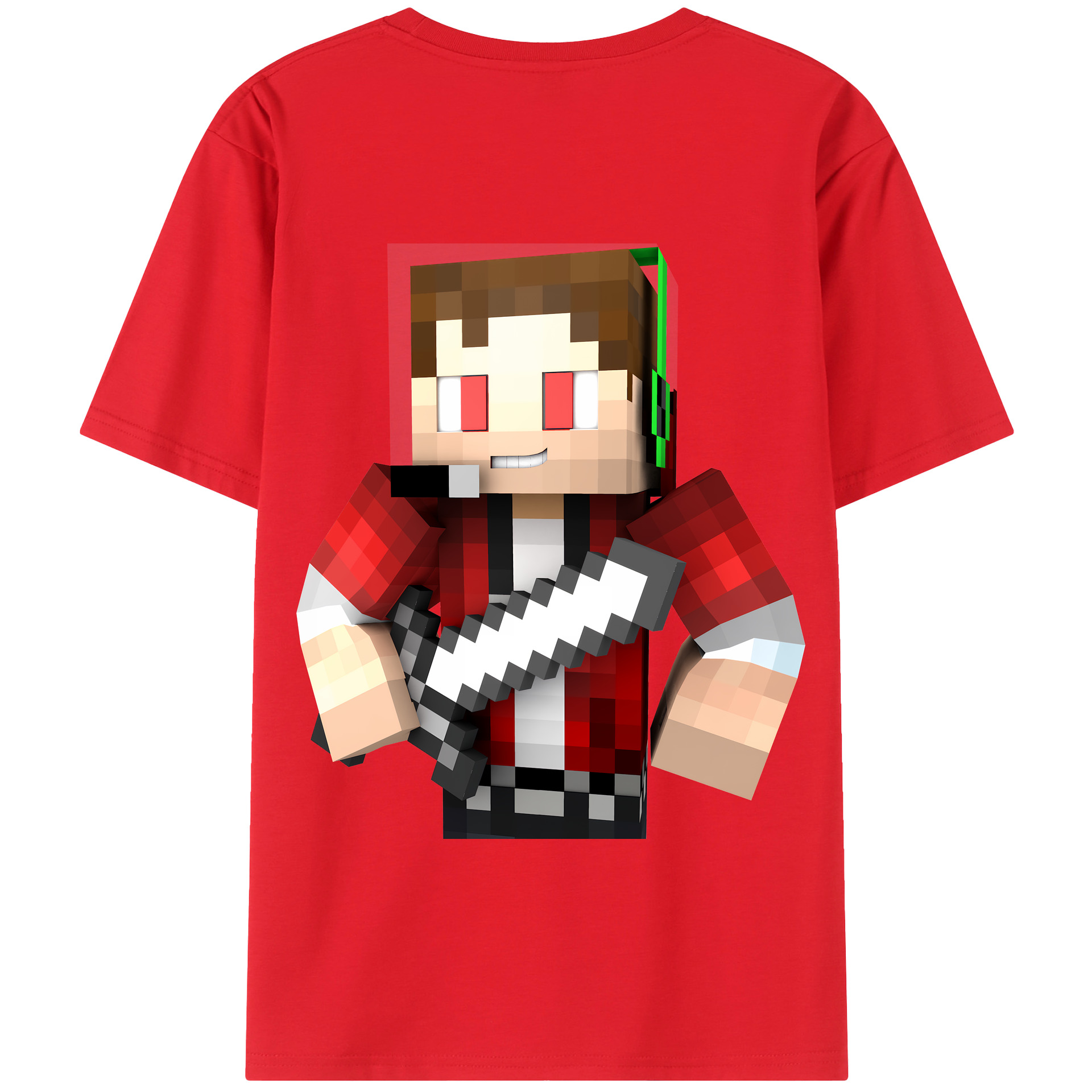（画像用） マインクラフト ブロックの世界 Minecraft MC Block world 綿100％半袖Tシャツ（背面プリント）