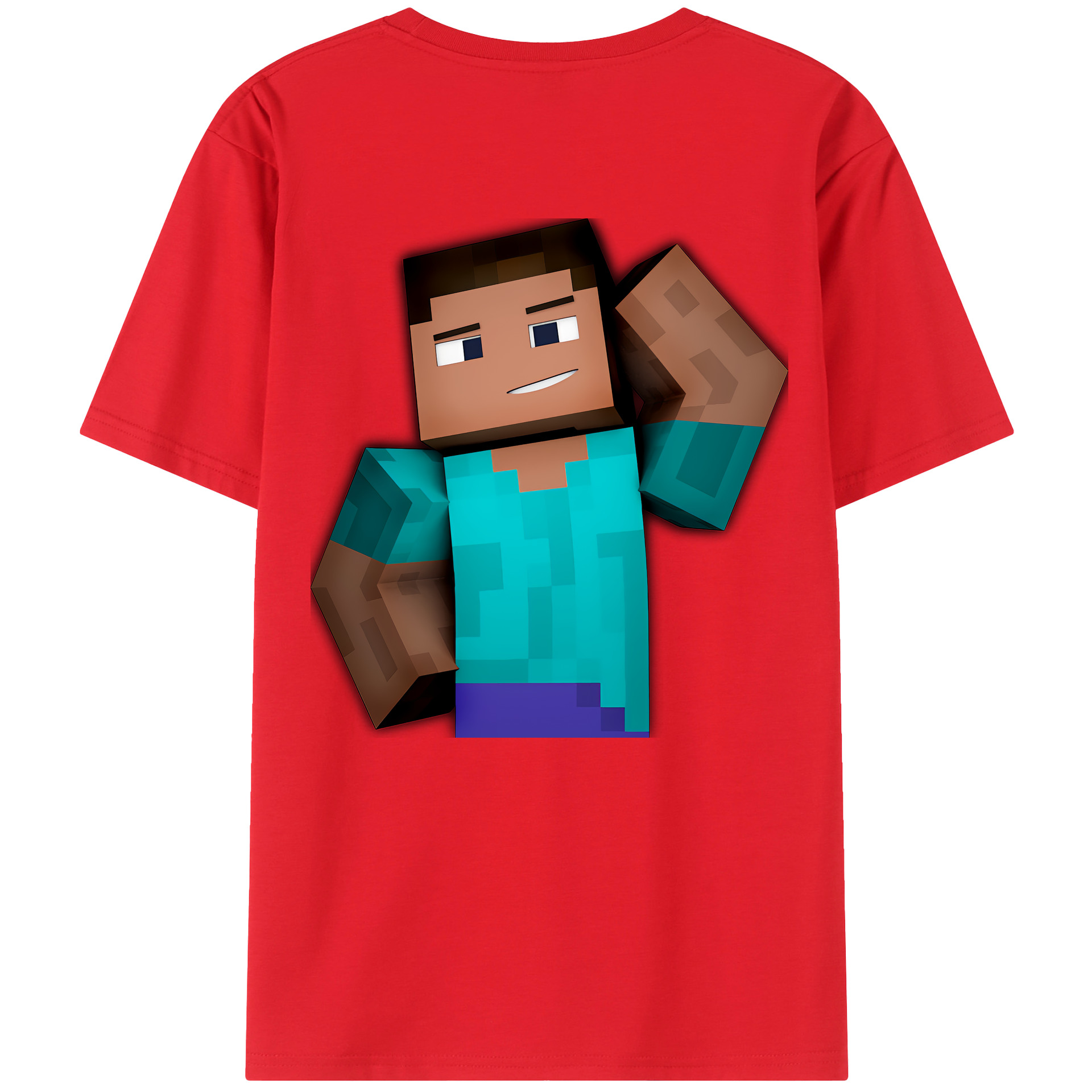 （画像用） マインクラフト ブロックの世界 Minecraft MC Block world 綿100％半袖Tシャツ（背面プリント）
